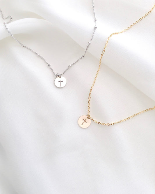 Simple Dainty Cross Necklace | Tiny Cross Necklace | IB Jewelry