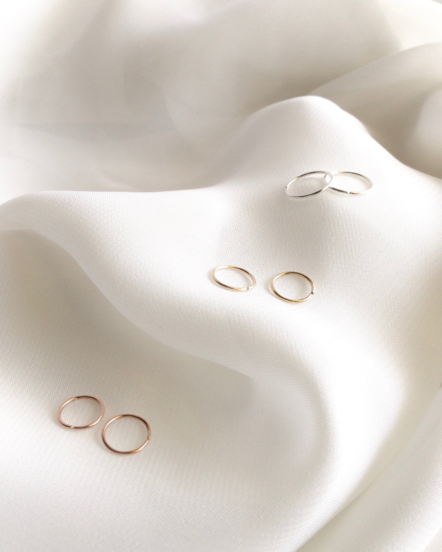 Simple Endless Cartilage and Nose Hoops in Gold Filled Sterling Silver and Rose Gold Filled | IB Jewelry