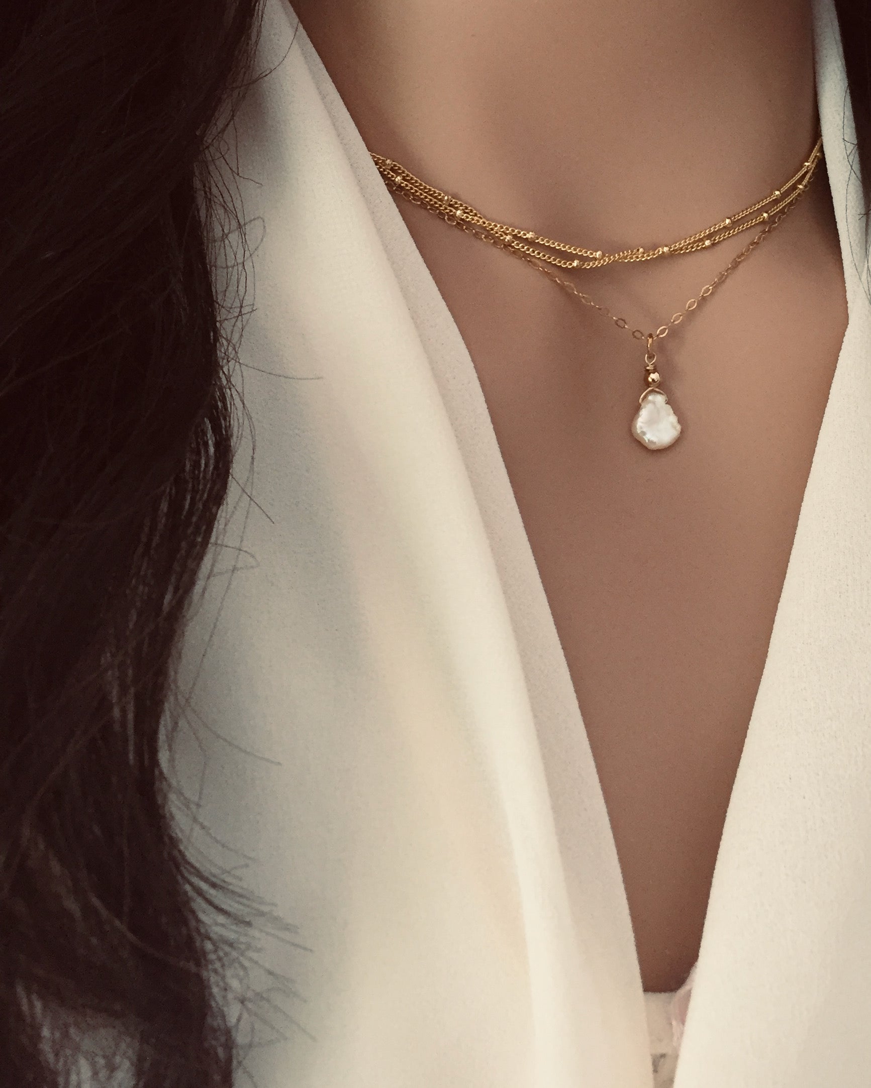 Everyday Minimalist Jewelry | Organic Pearl Necklace