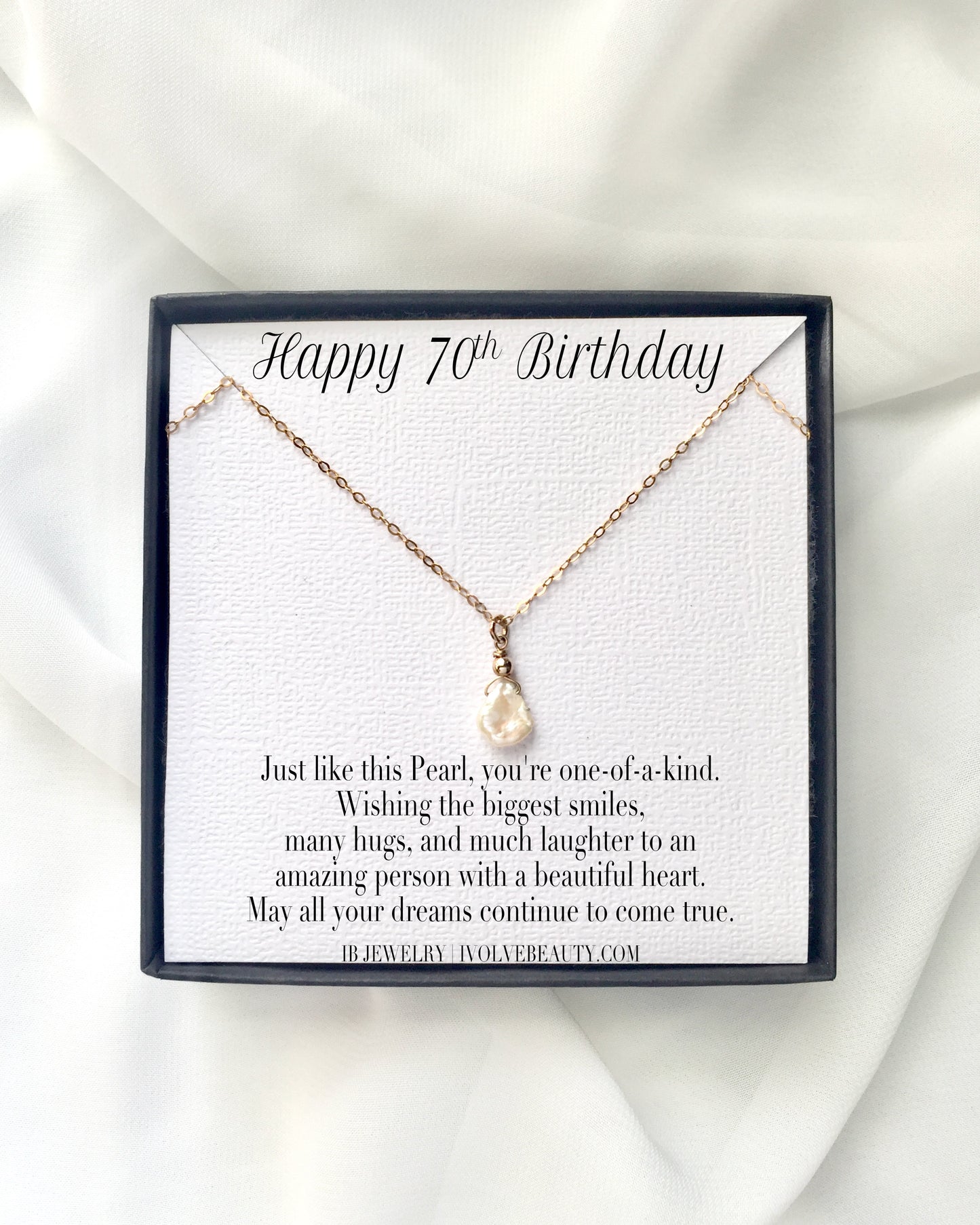 70th Birthday Necklace | 70th Birthday Jewelry For Mom | Delicate Pearl Necklace | IB Jewelry
