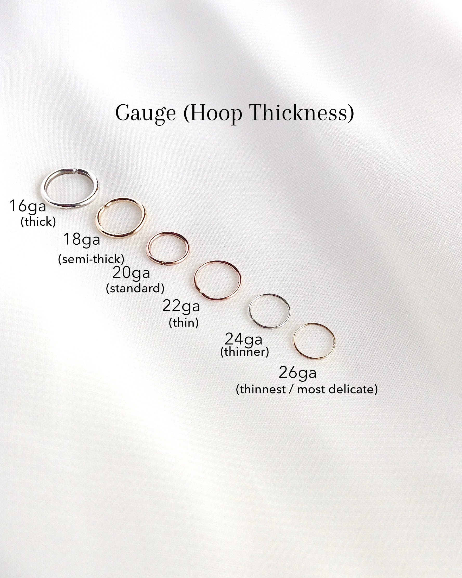 16ga 18ga 20ga 22ga 24ga 26ga Nose Hoop | Thin Gold Filled Nose Hoop | IB Jewelry