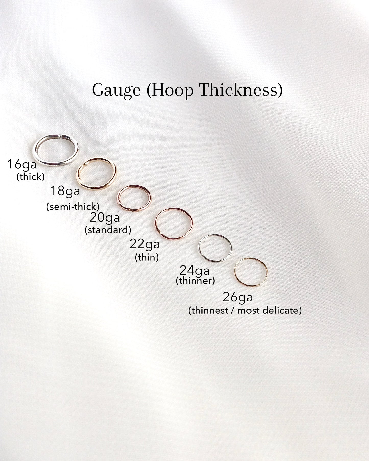 16g 18g 20g 22g 24g 26g Rose Gold Filled Cartilage Hoop | Dainty Cartilage Hoop | IB Jewelry