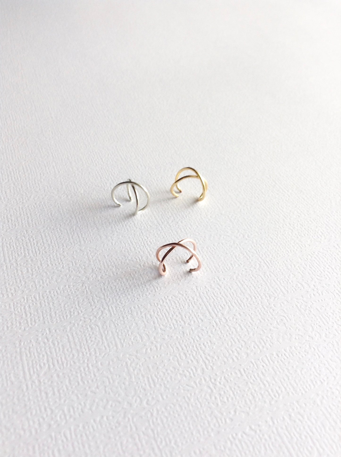 Double Criss Cross Faux Ear Cuff Set | Fake Cartilage Piercing Ear Cuff | Non Pierced Ear Cuff | IB Jewelry