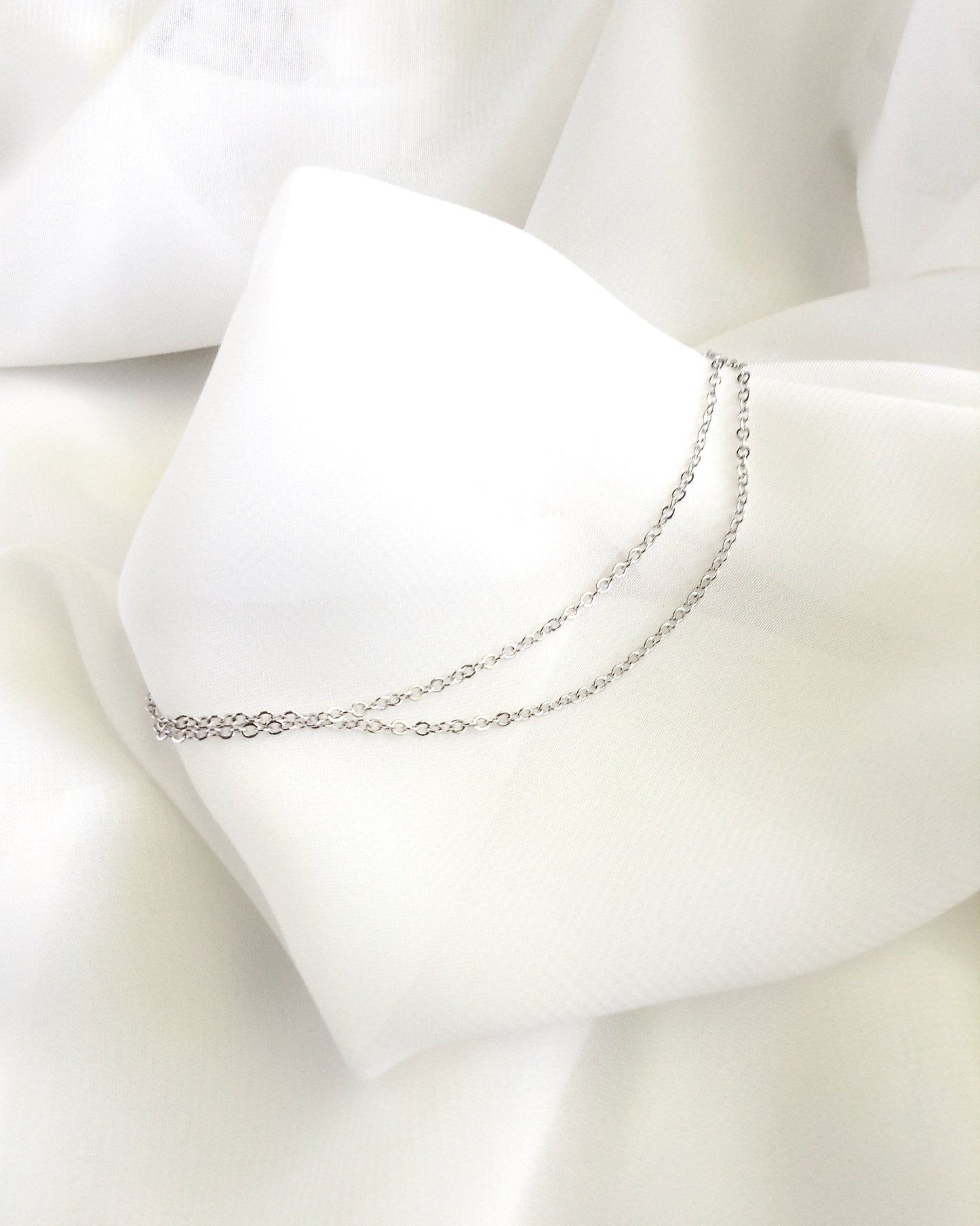 Minimalist Double Chain Anklet | Layered Double Strand Ankle | Dainty Ankle Bracelet in Gold Filled or Sterling Silver | IB Jewelry