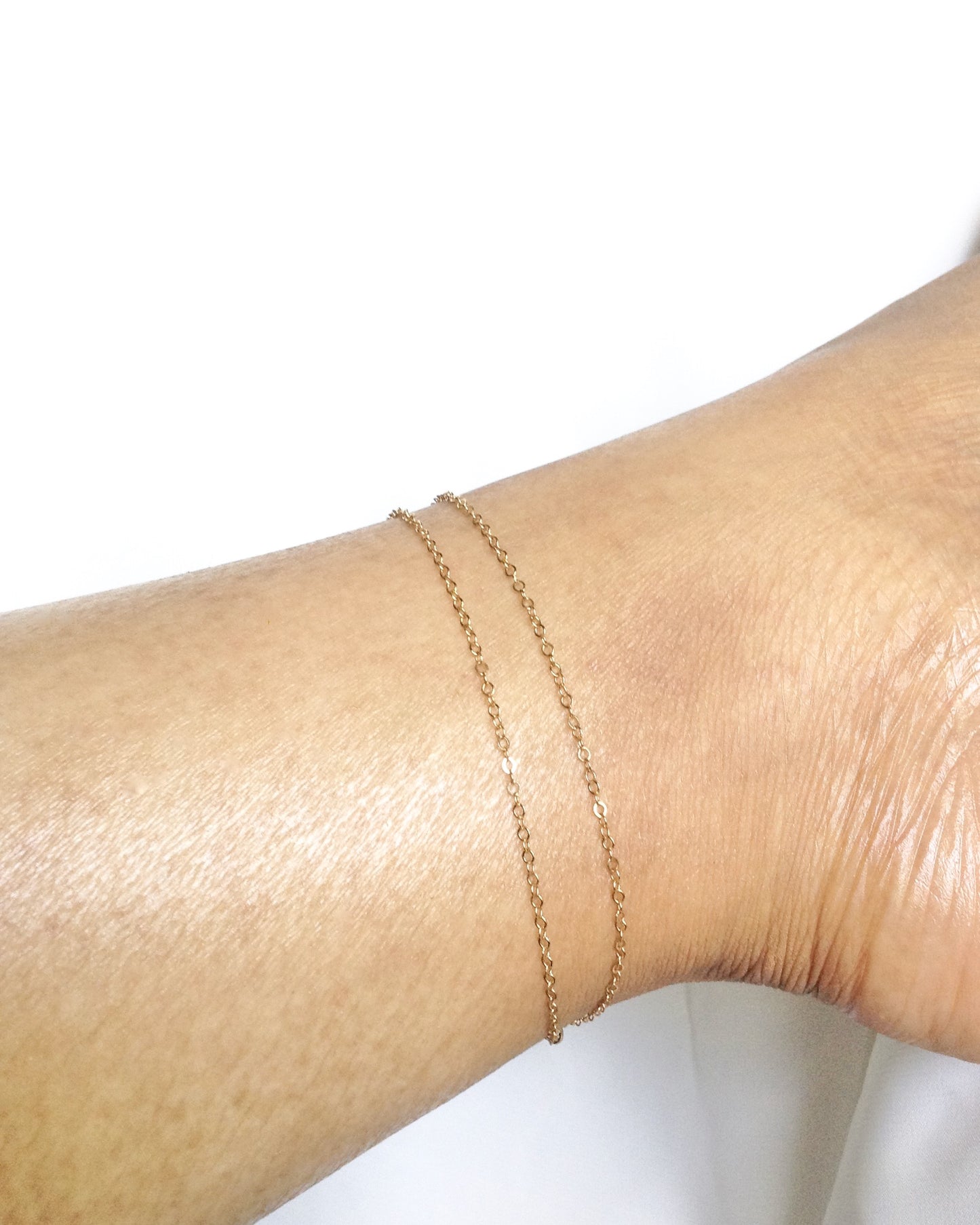 Double Chain Anklet | Dainty Gold Anklet | Simple Delicate Thin Chain Ankle Bracelet | IB Jewelry