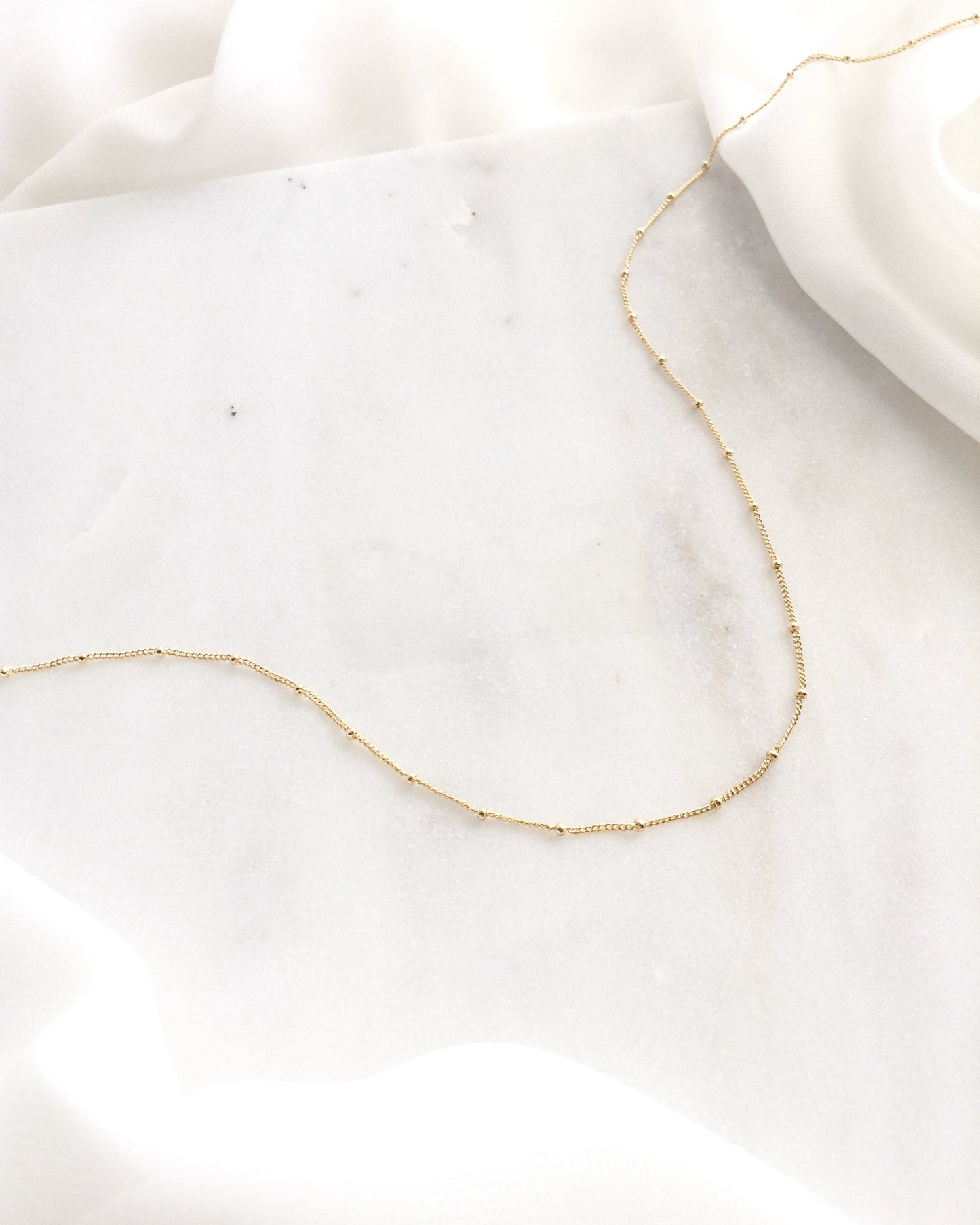 Tiny Beaded Simple Chain Choker | Dainty Choker | Delicate Choker in Gold Filled or Sterling Silver | IB Jewelry