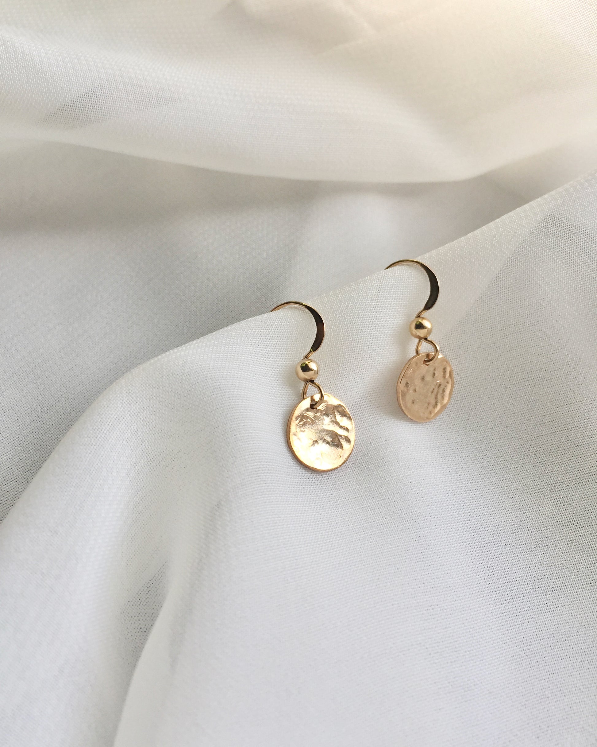 Small Hammered Disc Earrings in Gold Filled or Sterling Silver | Delicate Everyday Earrings | IB Jewelry