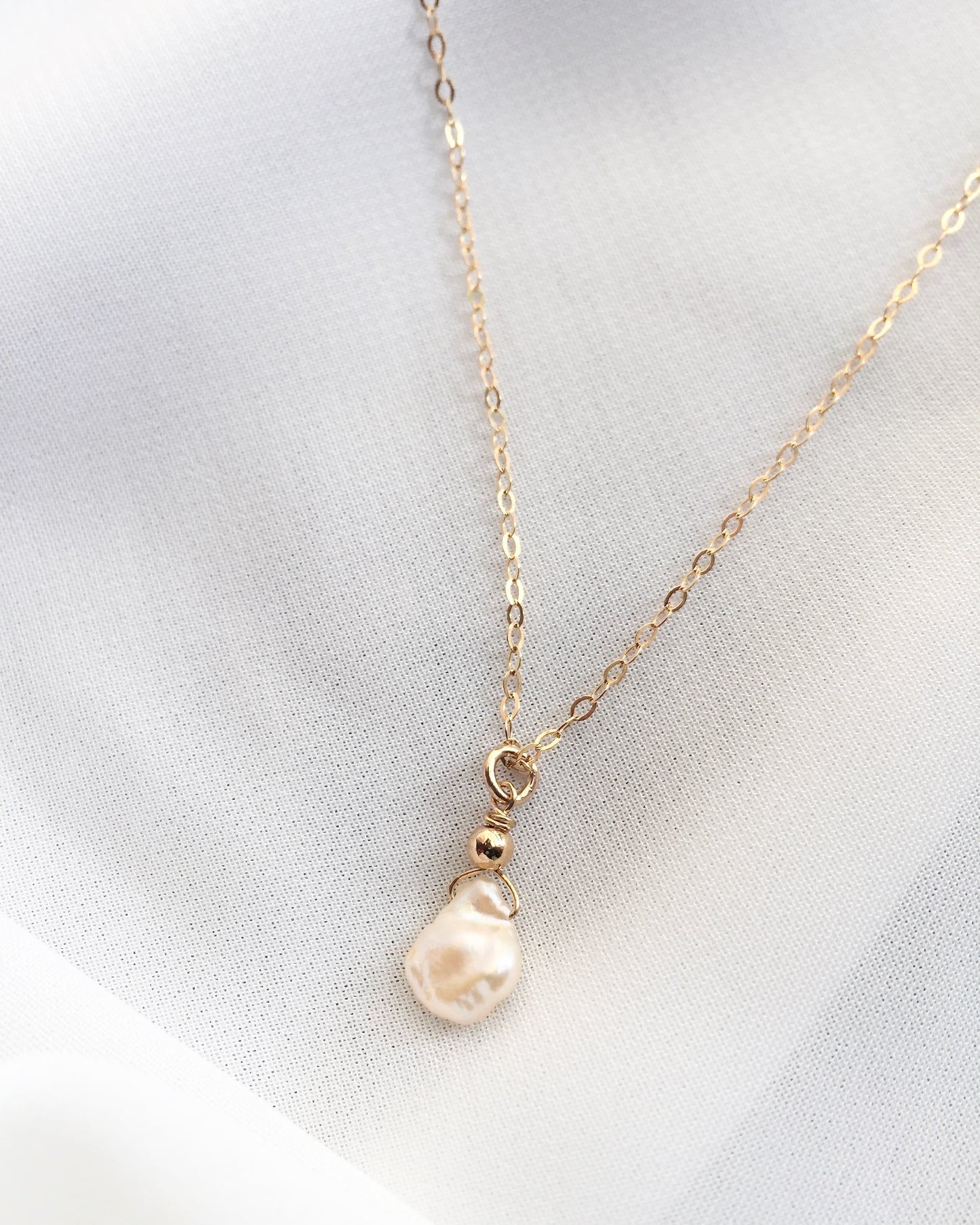 Organic Pearl Necklace in Gold Filled or Sterling Silver | IB Jewelry