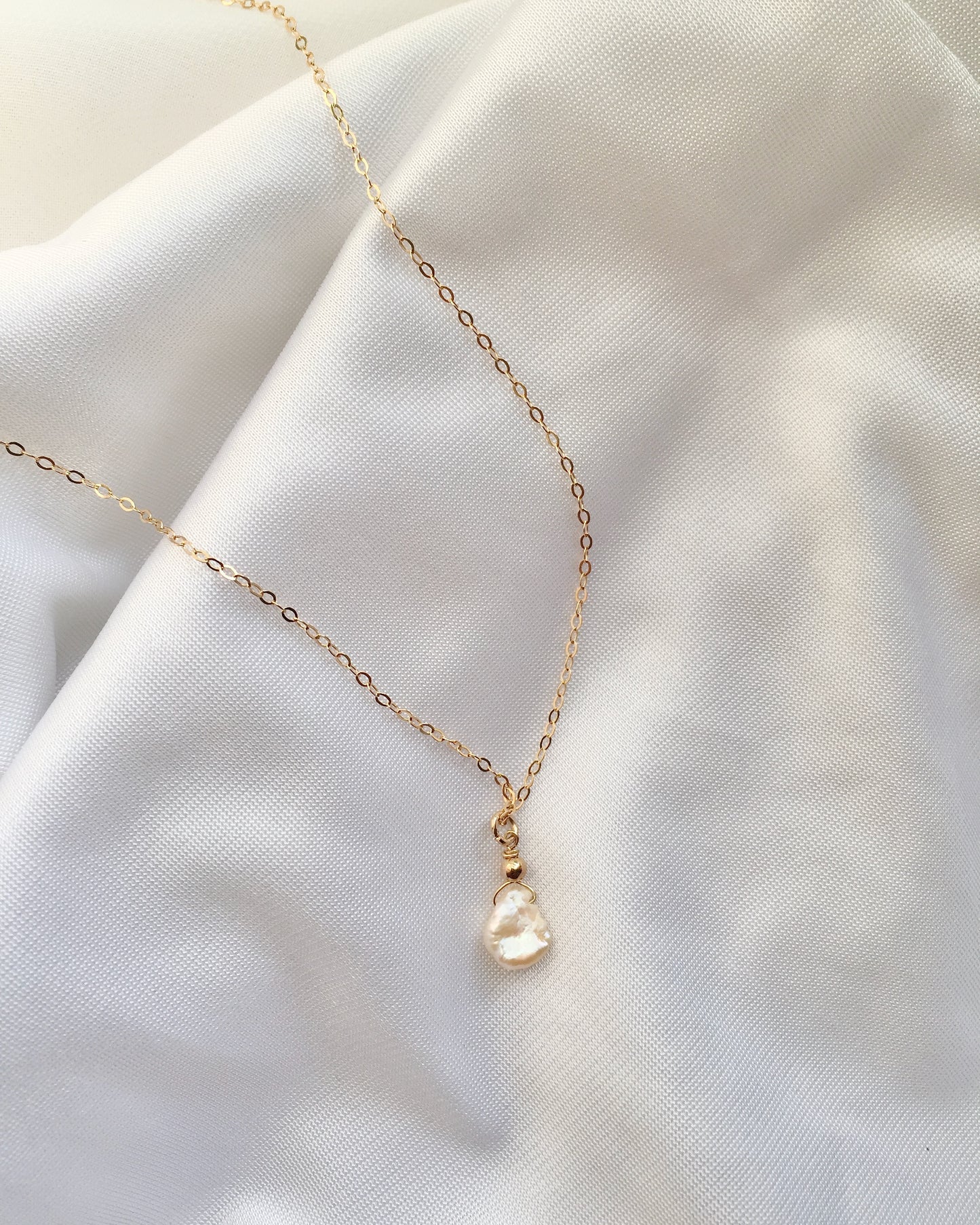 Small Dainty Pearl Necklace | Organic Pearl Drop Necklace | IB Jewelry