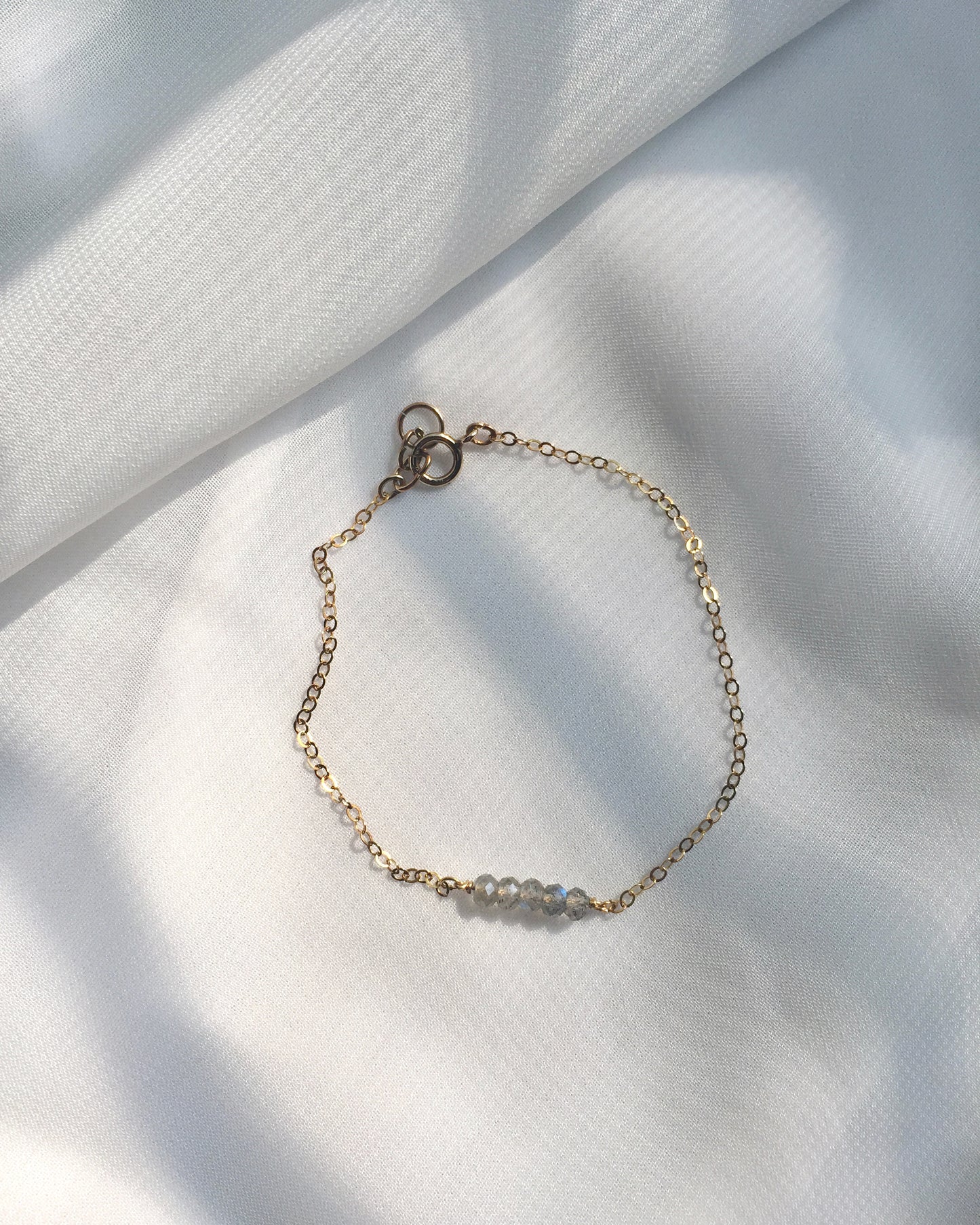 Genuine Labradorite Bracelet In Gold Filled or Sterling Silver | Dainty Gemstone Bracelet | IB Jewelry