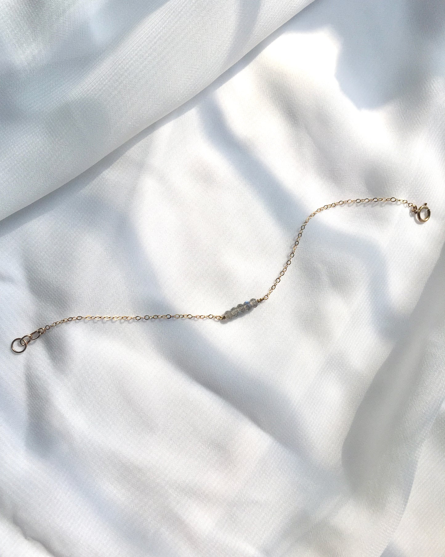 Labradorite Gemstone Bar Bracelet | Tiny Gemstone Bracelet | IB Jewelry