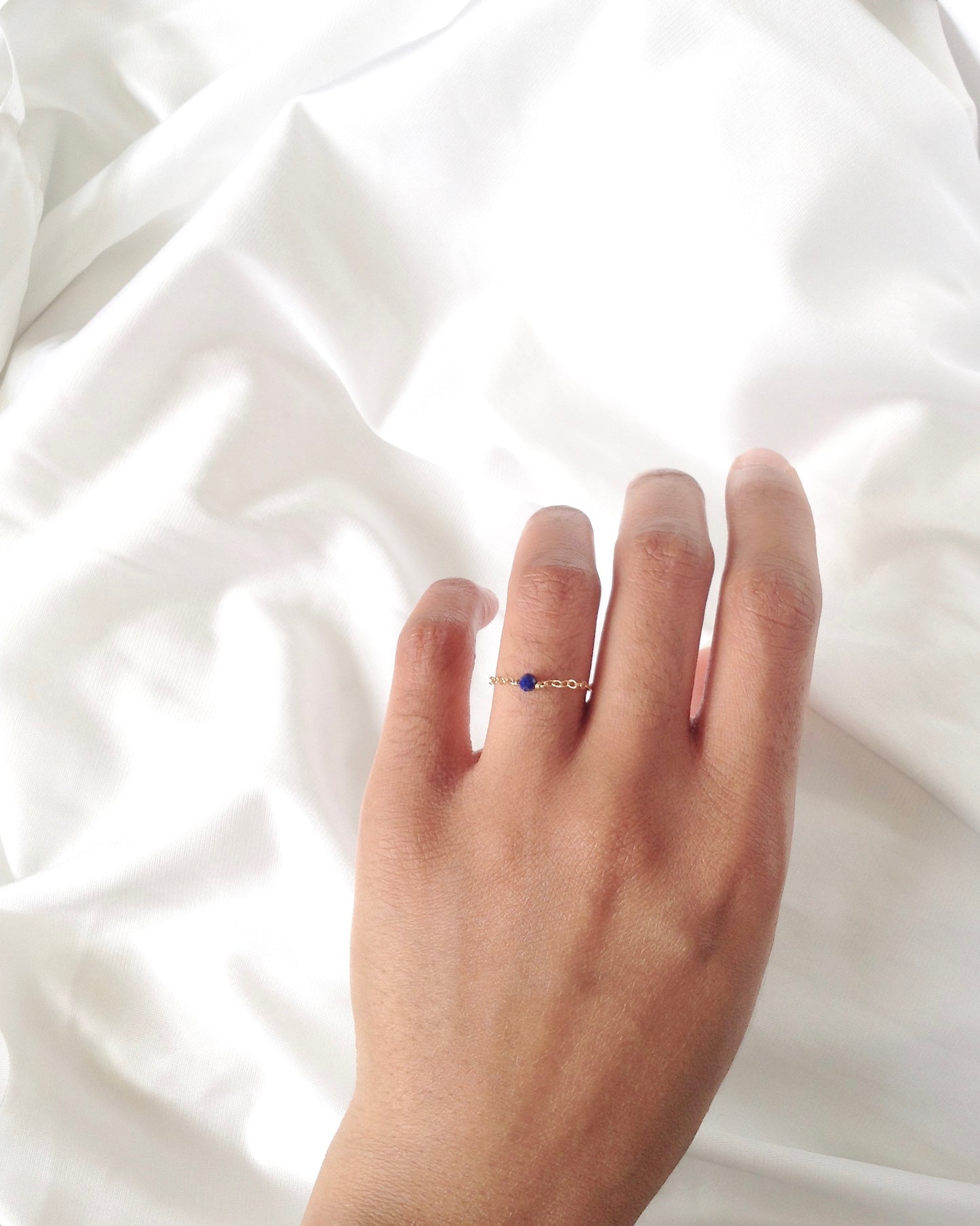 Simple Lapis Lazuli Ring in Gold Filled or Sterling Silver | Dainty Minimalist Ring | IB Jewelry