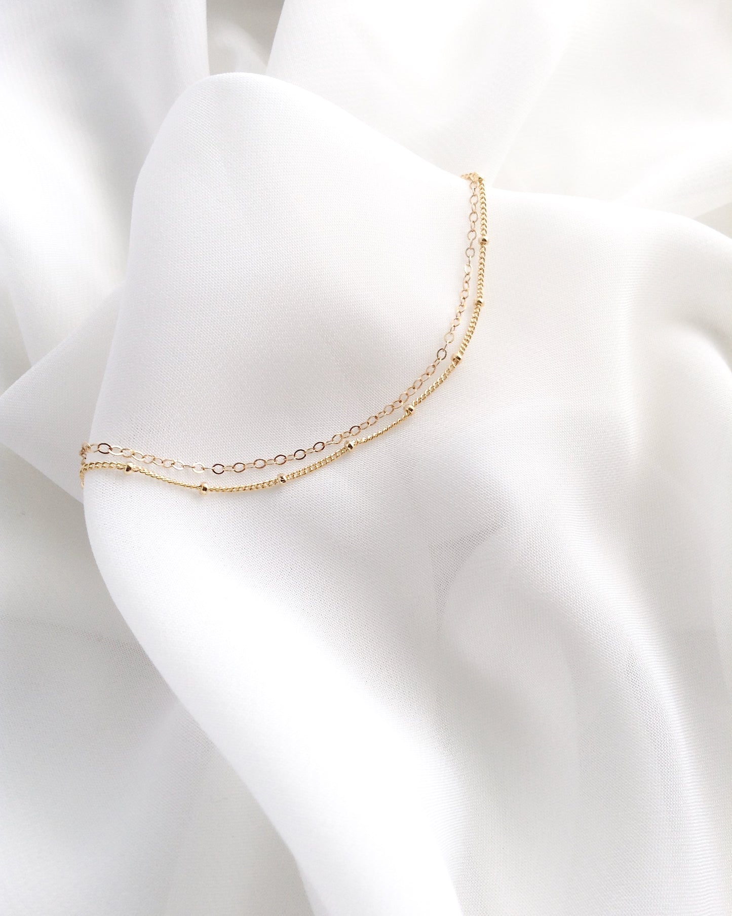 Minimal Anklet | Double Strand Ankle Bracelet in Gold Filled or Sterling Silver | IB Jewelry