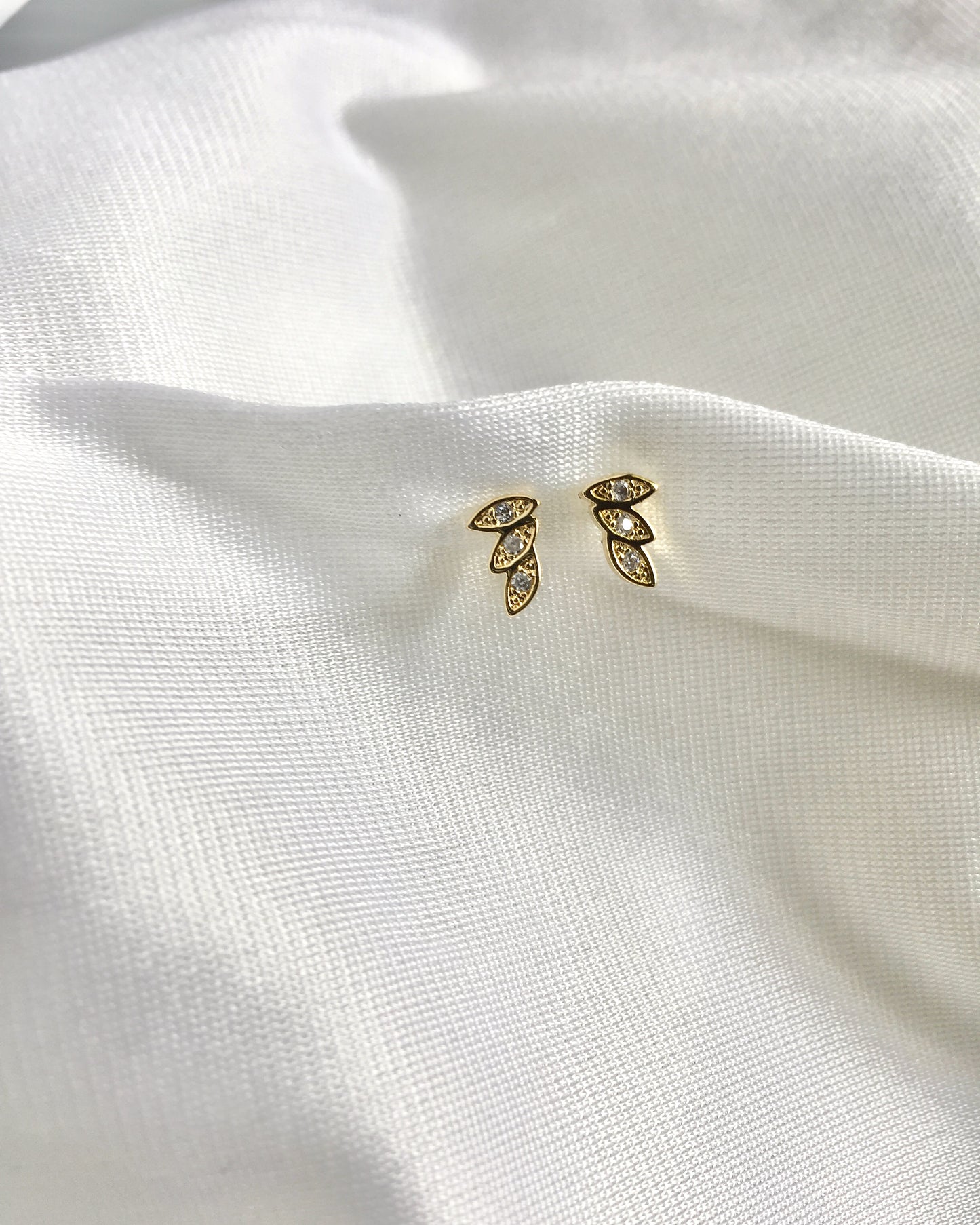 Leaf CZ Stud Earrings | Dainty Stud Earrings | Delicate Stud Earrings | IB Jewelry