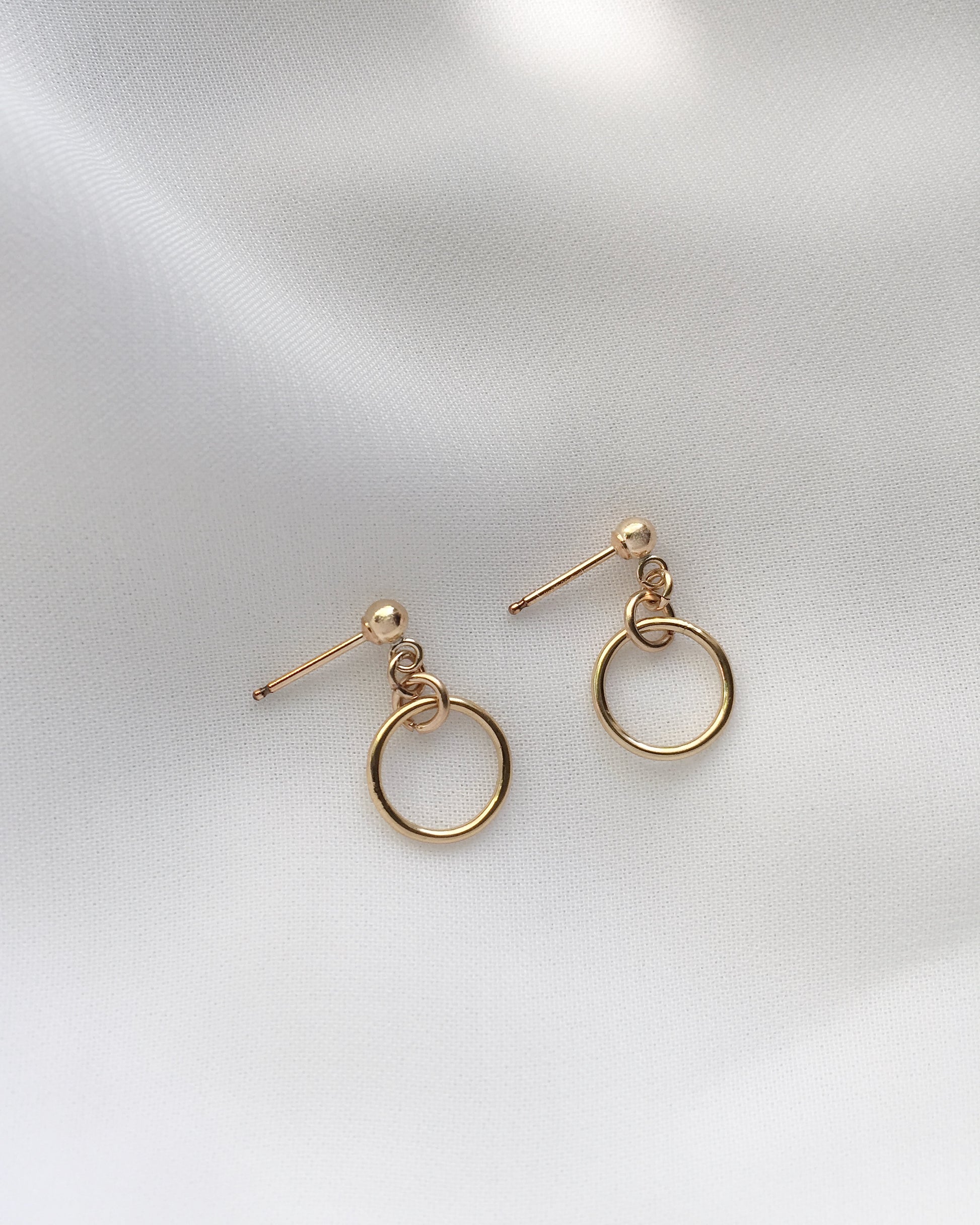 Mini Open Circle Drop Earrings in Gold Filled or Sterling Silver | IB Jewelry