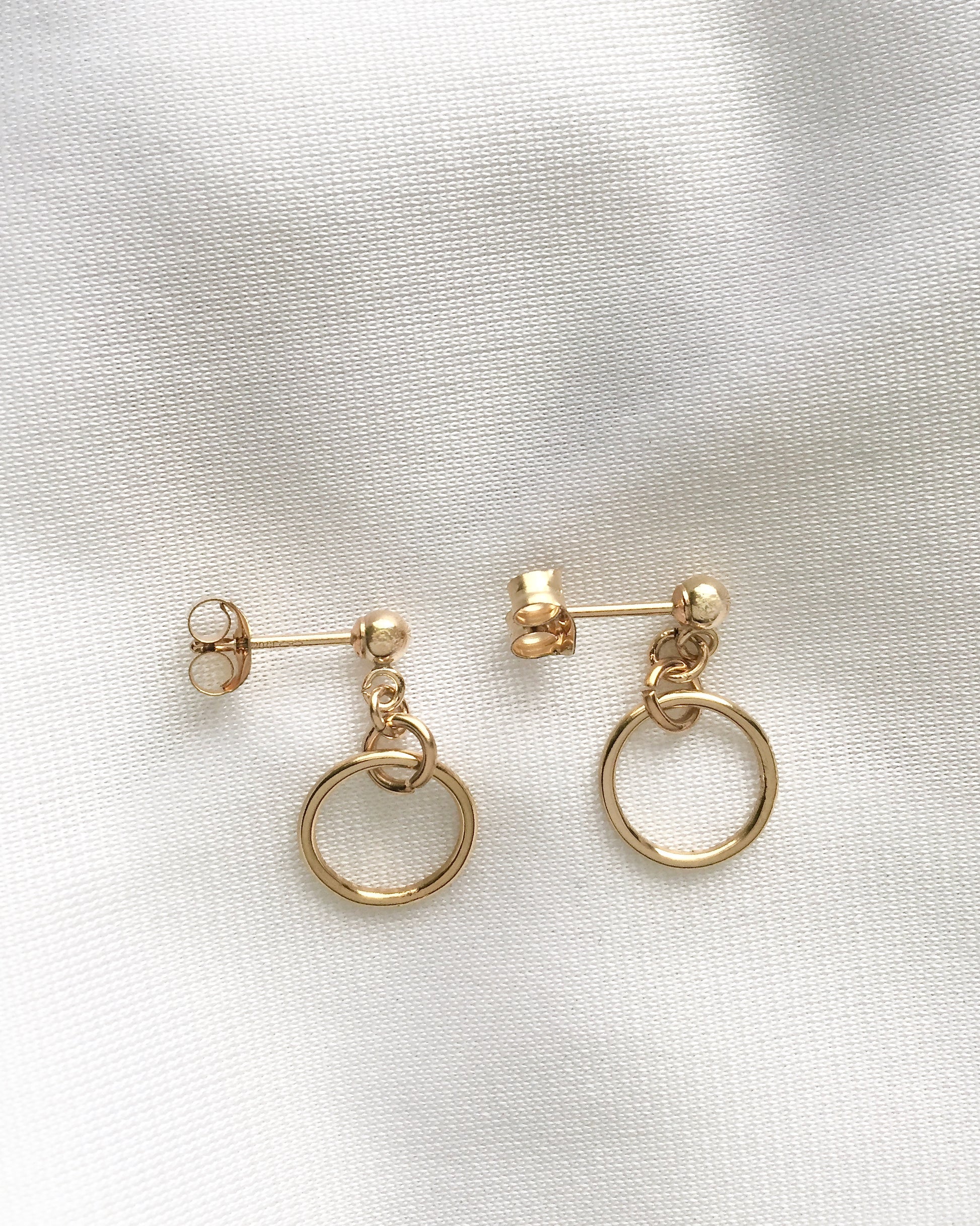 Dainty Open Circle Drop Earrings | Minimalist Everyday Earrings | IB Jewelry