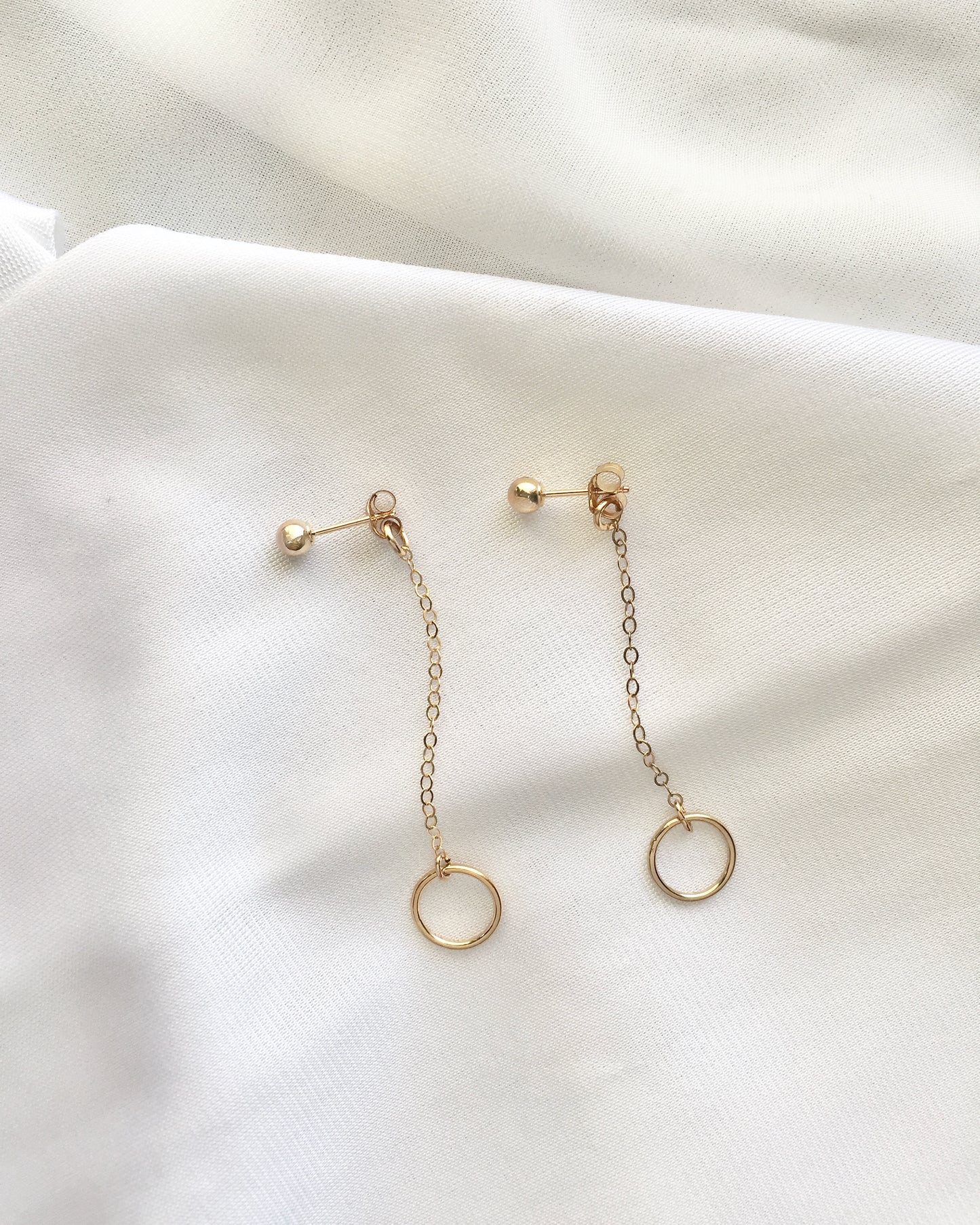 Ball Stud Chain Earrings | Minimal Stud Chain Earrings | Simple Chain Drop Earrings | IB Jewelry