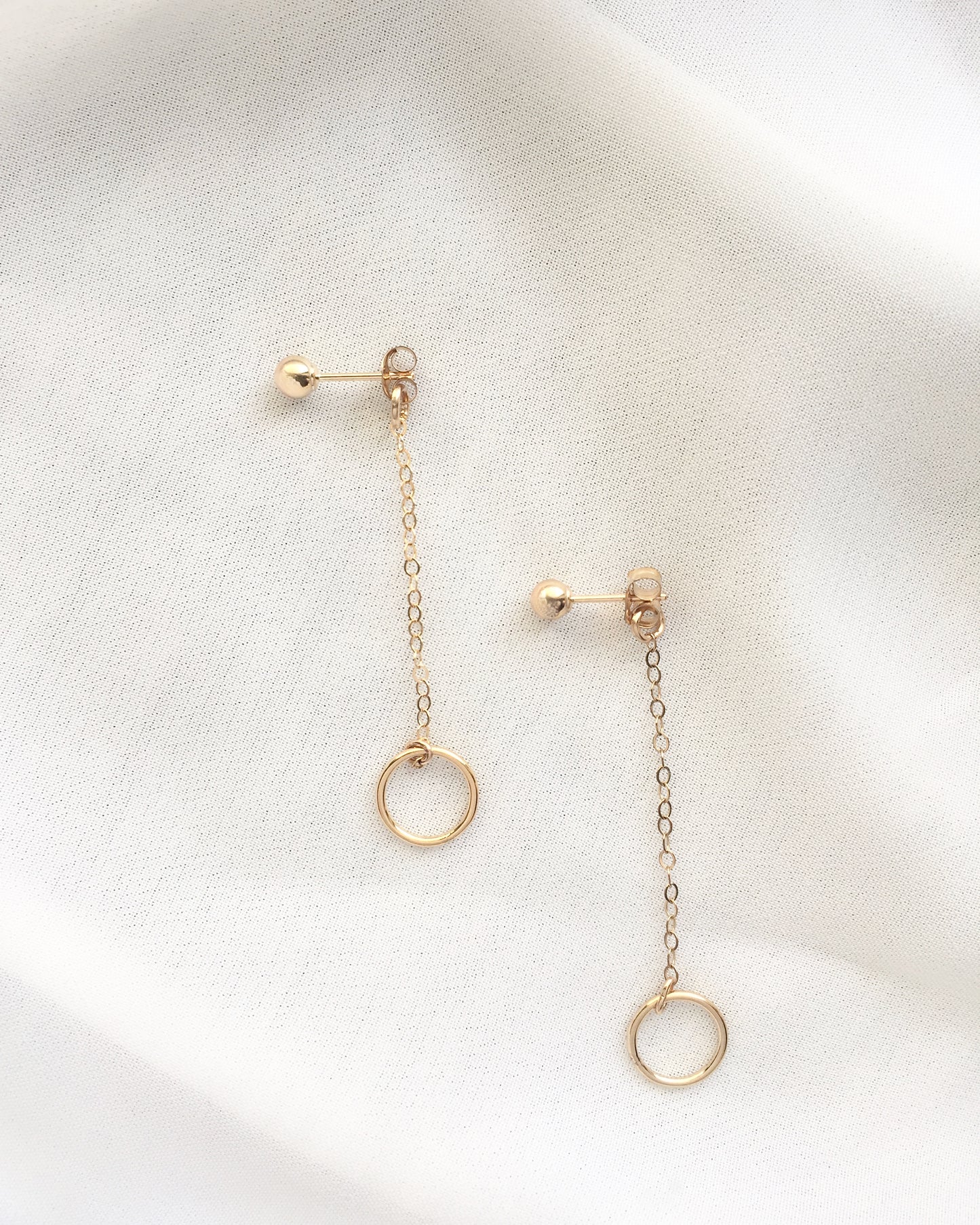 Ball Minimalist Chain Earrings | Dainty Dangle Chain Earrings in Gold Filled or Sterling Silver | Simple Delicate Earrings | IB Jewelry