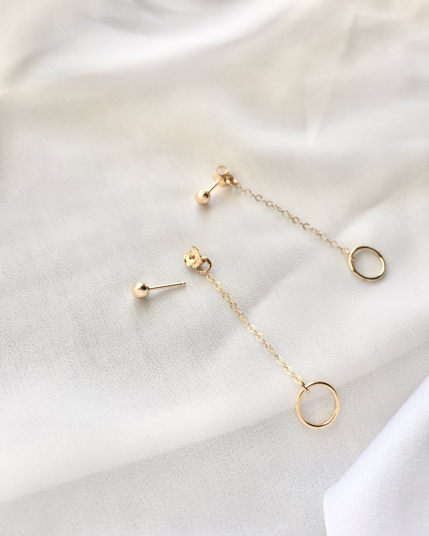 Minimalist Ball Stud Earrings | Chain Dangle Earrings | Dainty Chain Earrings | IB Jewelry