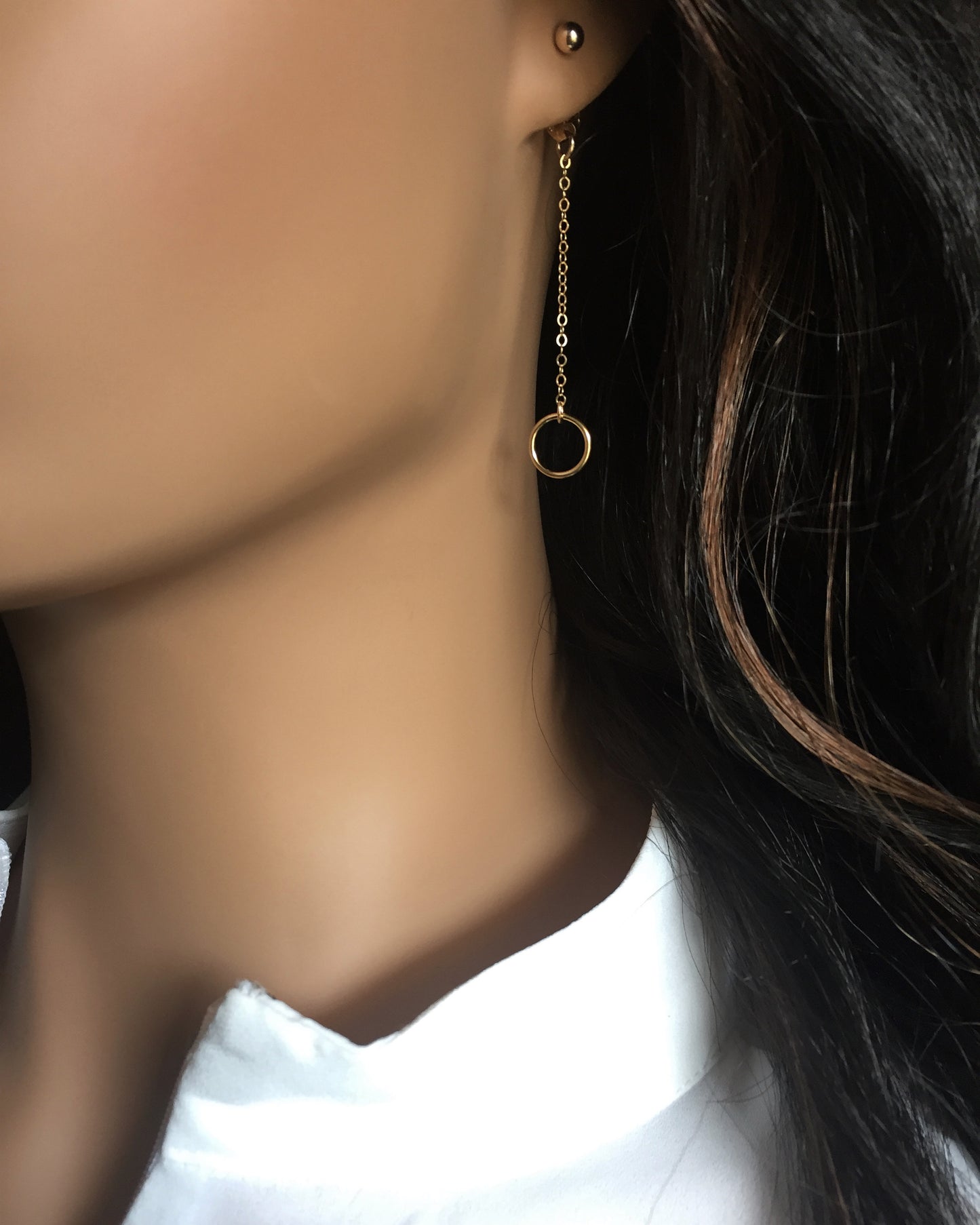 Ball Minimalist Chain Earrings | Dainty Dangle Chain Earrings | IB Jewelry