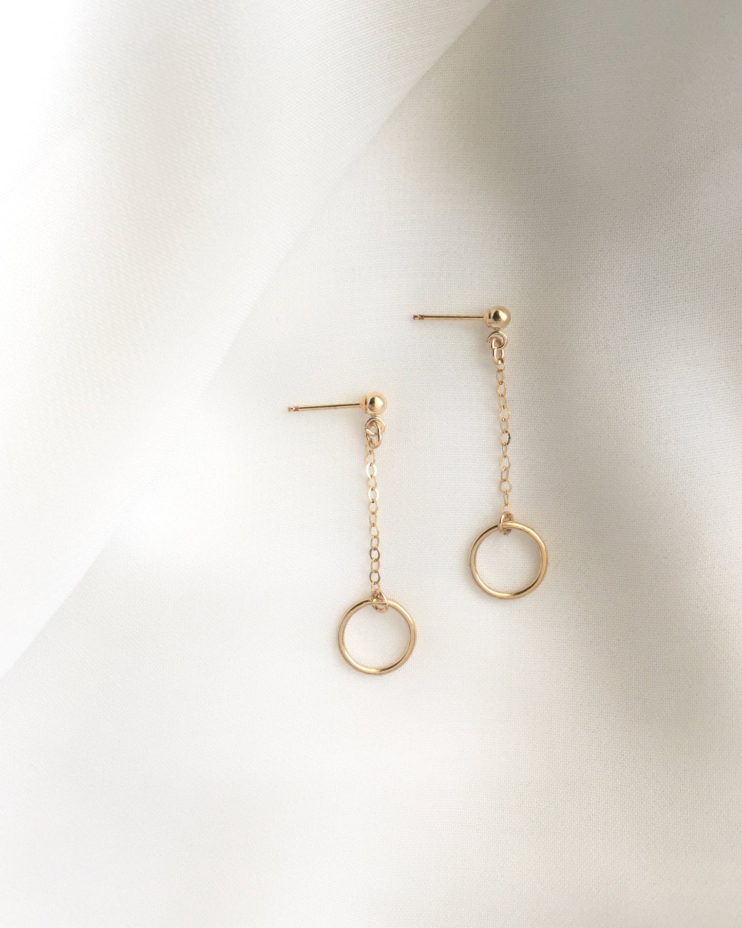 Minimalist Dangle Earrings in Gold Filled or Sterling Silver | Open Circle Earrings | IB Jewelry