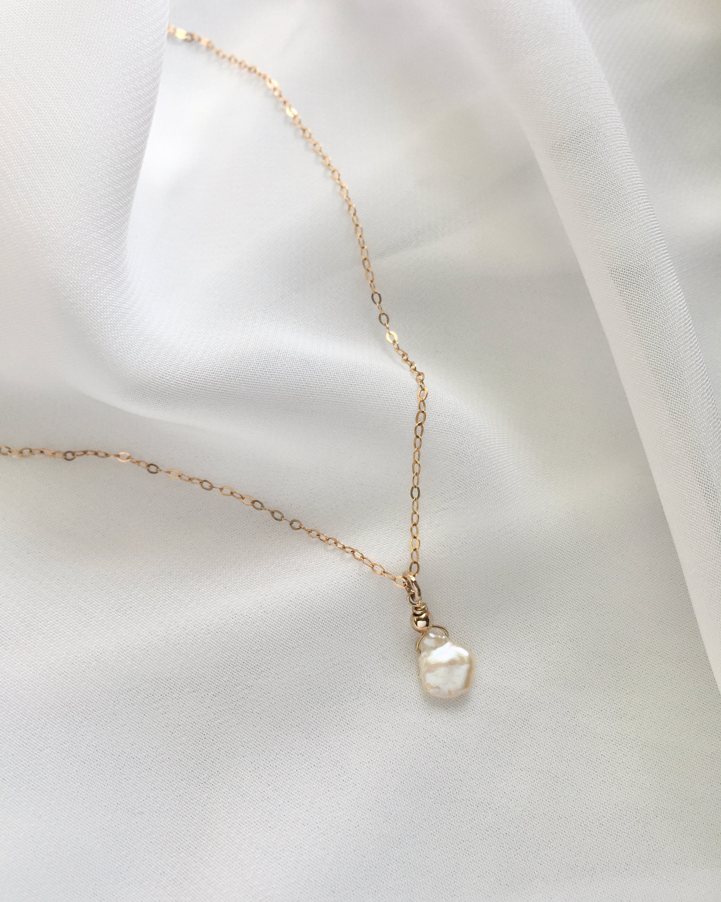Thoughtful Birthday Necklace Gift | Meaningful Birthday Jewelry Gifts For Her | Delicate Pearl Necklace In Gold Filled or Sterling Silver | IB Jewelry