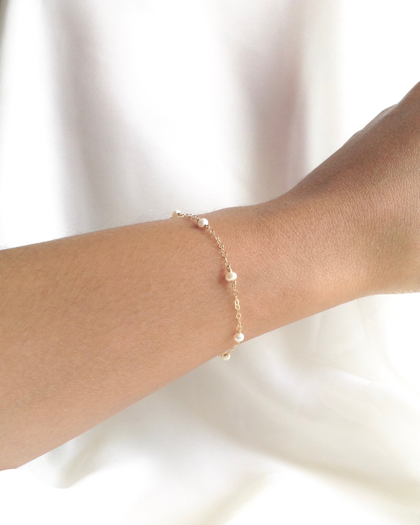 Simple Freshwater Pearl Bracelet | Tiny Pearl Bracelet | Small Dainty Bracelet | IB Jewelry