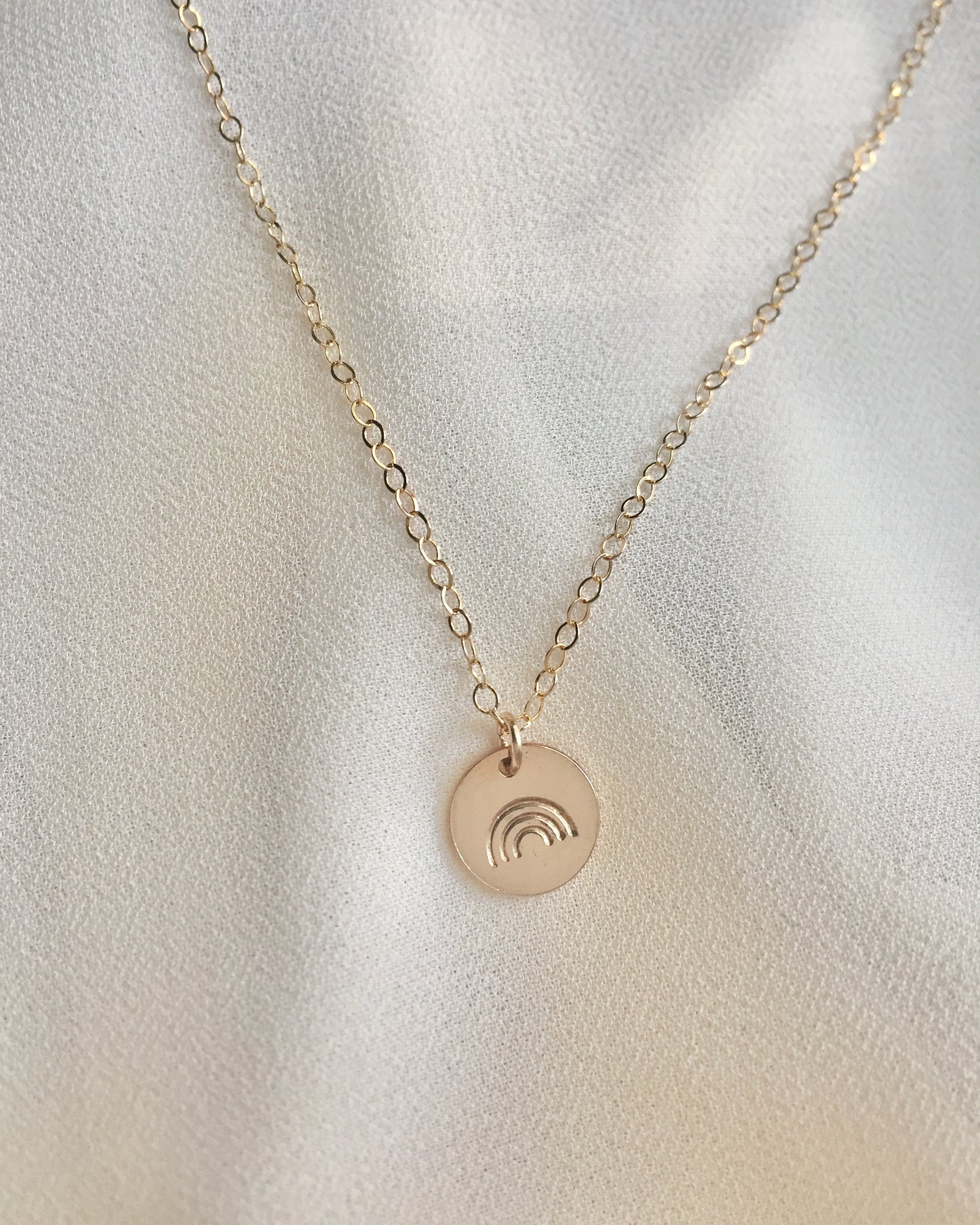 Delicate Rainbow Necklace | Small Dainty Necklace In Gold Filled or Sterling Silver | IB Jewelry