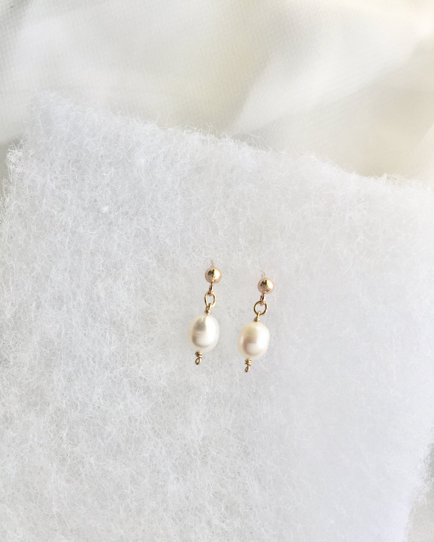 Minimalist Pearl Earrings | Simple Pearl Drop Earrings In Gold Filled or Sterling Silver | IB Jewelry