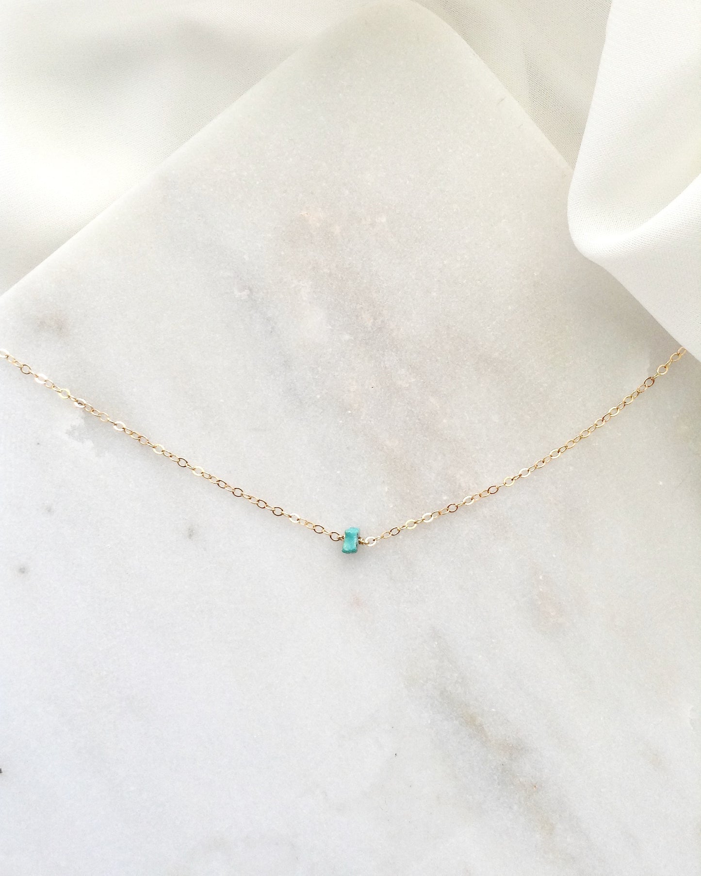 Simple Turquoise Choker Necklace | Dainty Chain Choker in Gold Filled or Sterling Silver | IB Jewelry