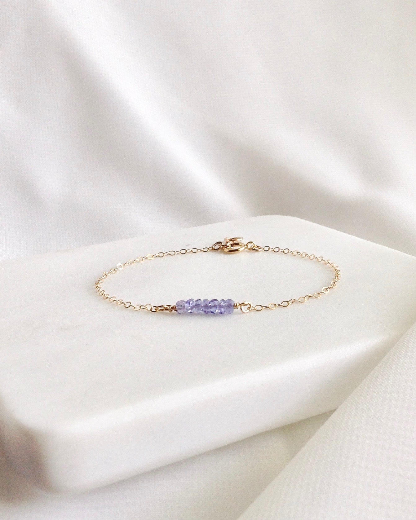 Tanzanite Dainty Gemstone Bracelet In Gold Filled or Sterling Silver | IB Jewelry