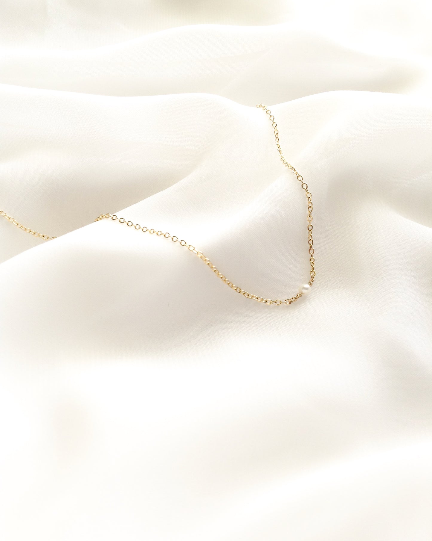 Dainty Pearl Necklace in Gold Filled or Sterling Silver | IB Jewelry