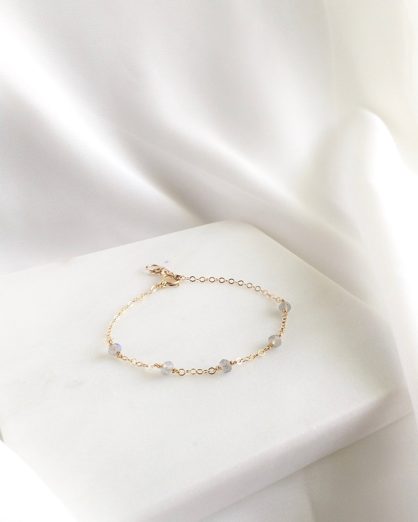 Labradorite Minimal Gemstone Bracelet | Simple Dainty Bracelet | IB Jewelry