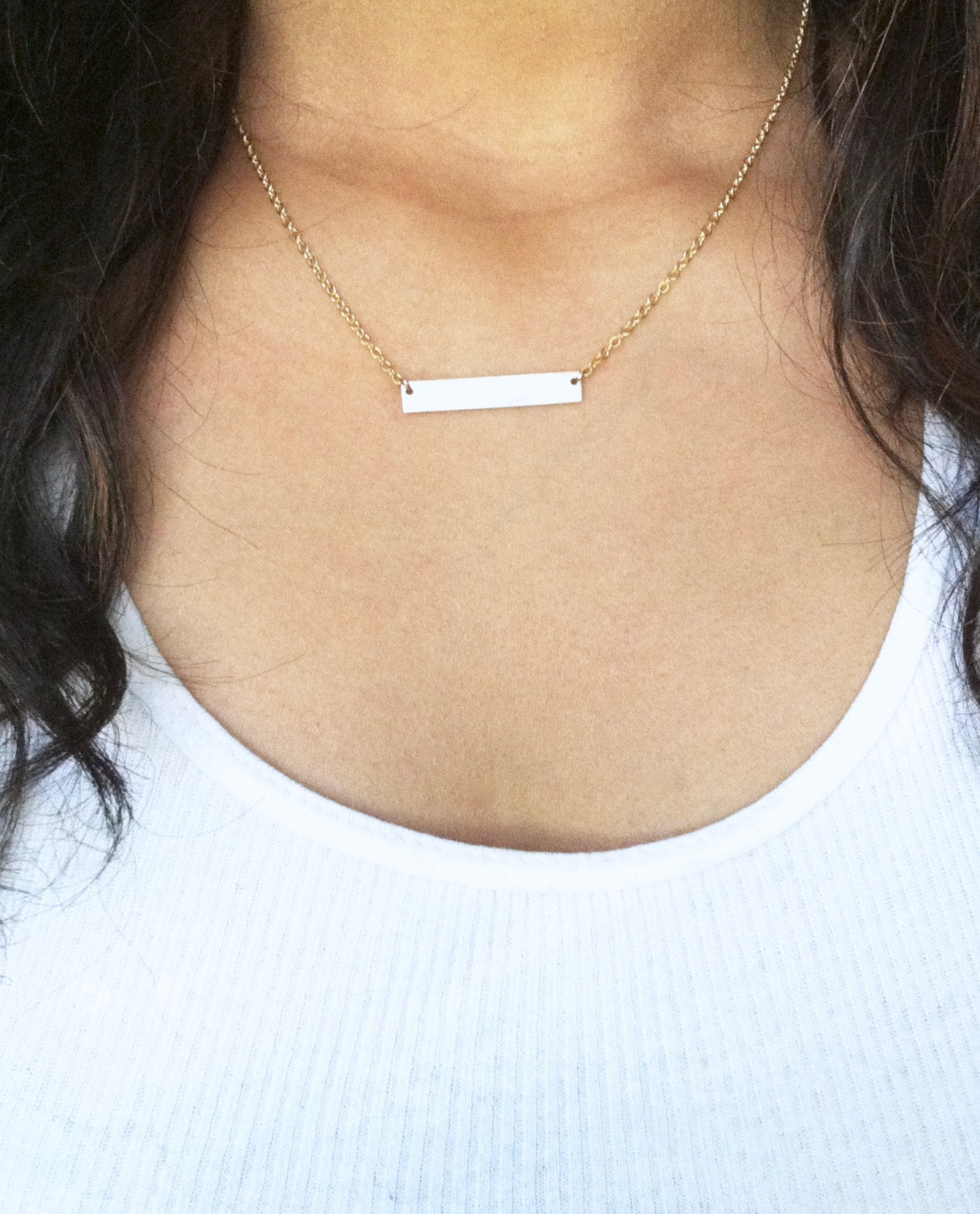  Minimalist Bar Necklace, Simple Horizontal Bar