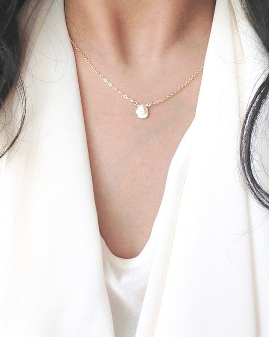 Keshi Small Organic Pearl Necklace | Simple Elegant Everyday Necklace | IB Jewelry