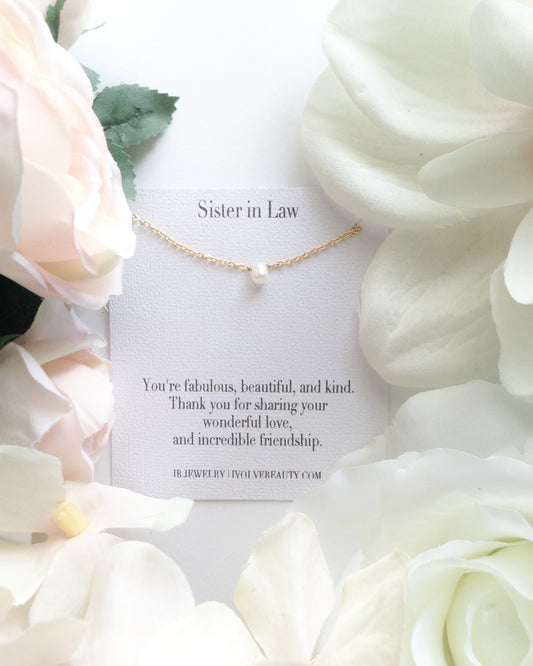 Sister in Law Necklace Gift | Dainty Pearl Necklace | IB Jewelry