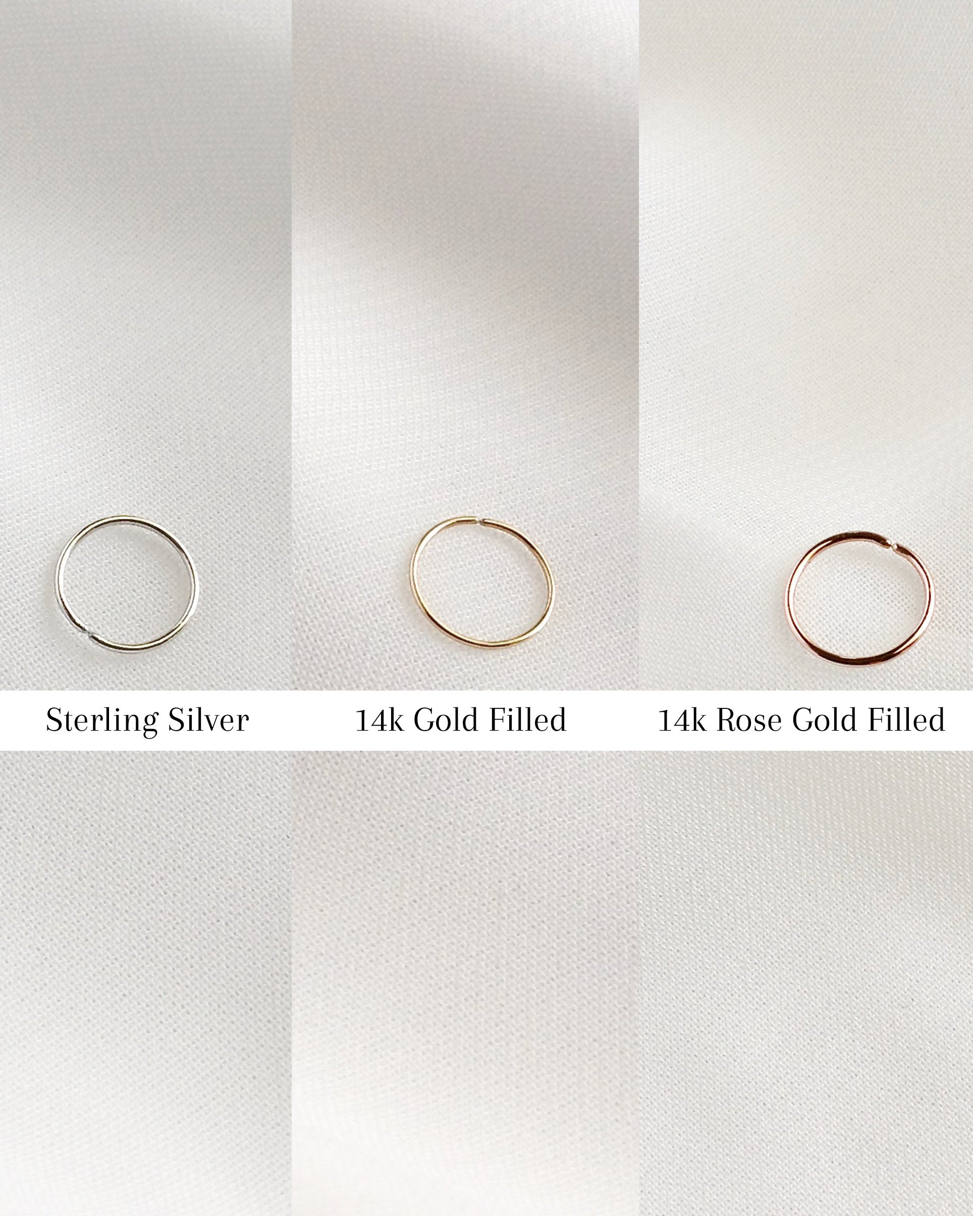 Thin Nose Hoops | Sterling Silver 14k Gold Filled and 14k Rose Gold Filled