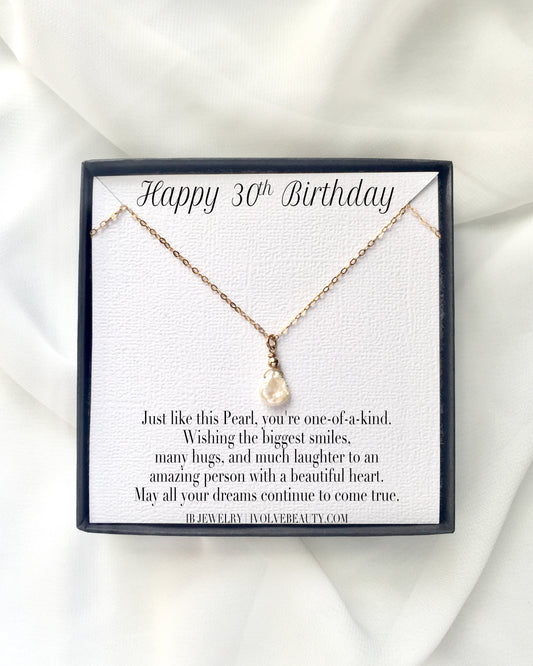 30th Birthday Necklace | 30th Birthday Jewelry For Daughter Sister or Friend | Delicate Pearl Necklace | IB Jewelry
