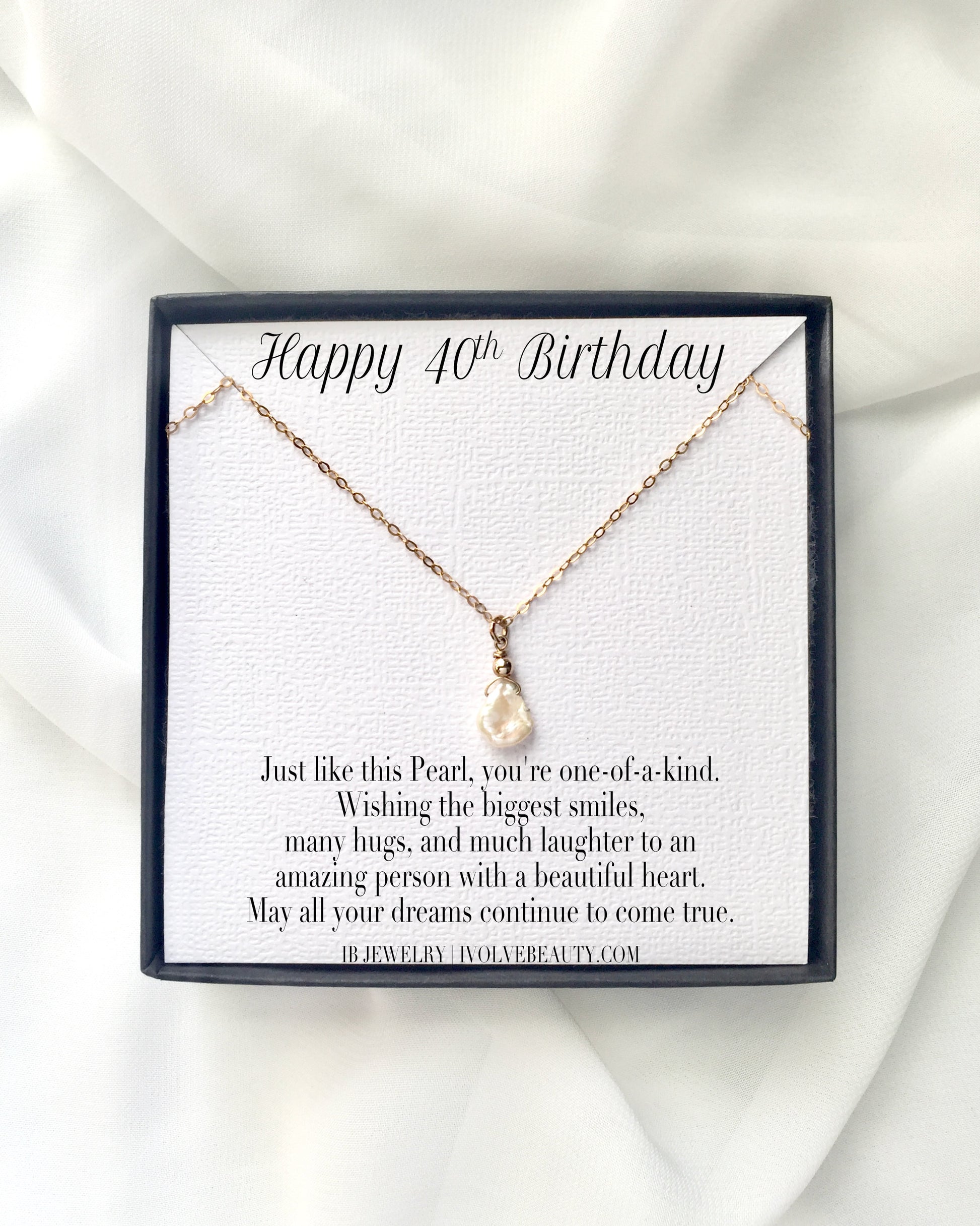 40th Birthday Necklace | 40th Birthday Jewelry For Wife Mom Sister Aunt Daughter or Friend | Delicate Pearl Necklace | IB Jewelry