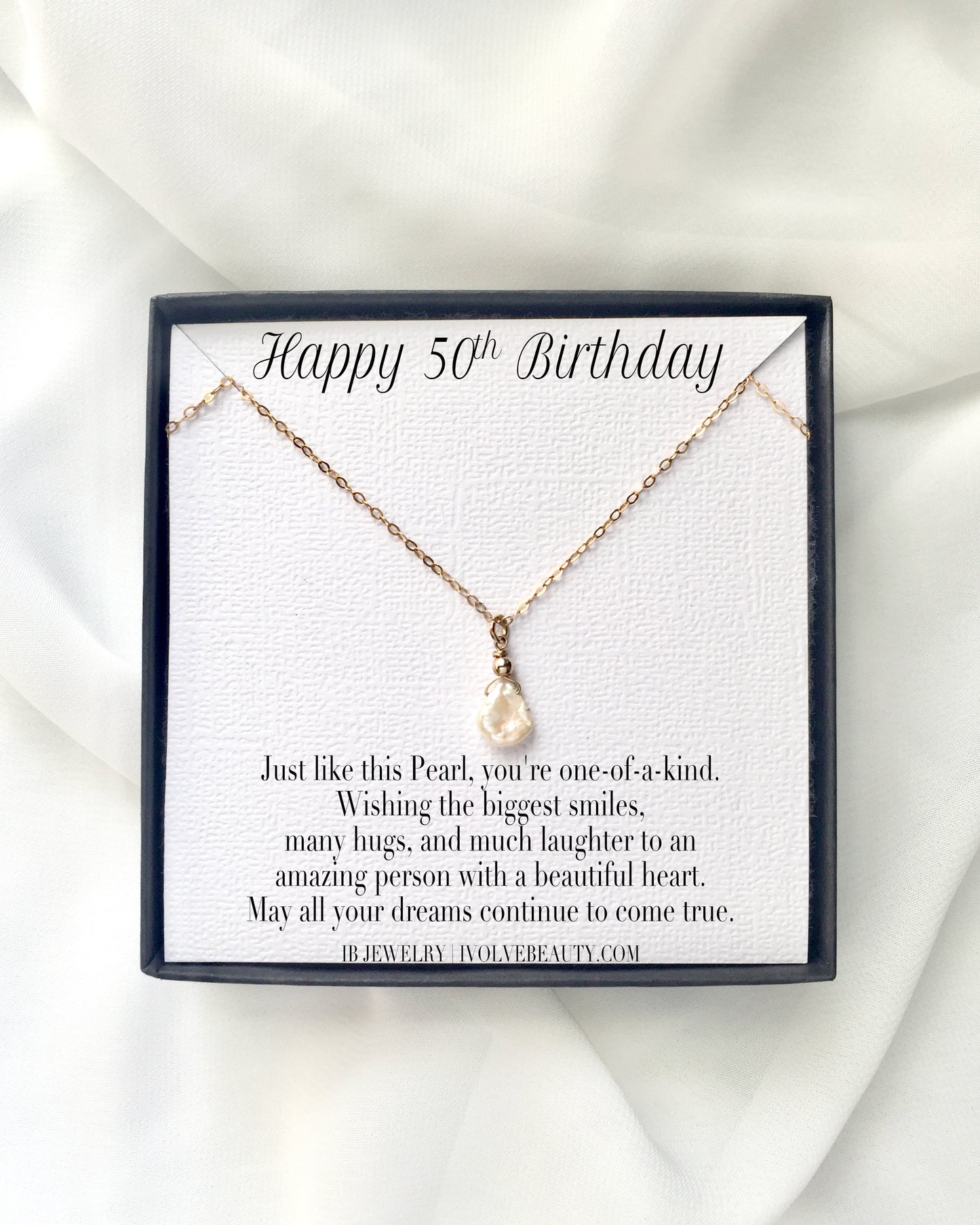 50th Birthday Necklace | 50th Birthday Jewelry For Mom Sister Aunt or Friend | Delicate Pearl Necklace | IB Jewelry