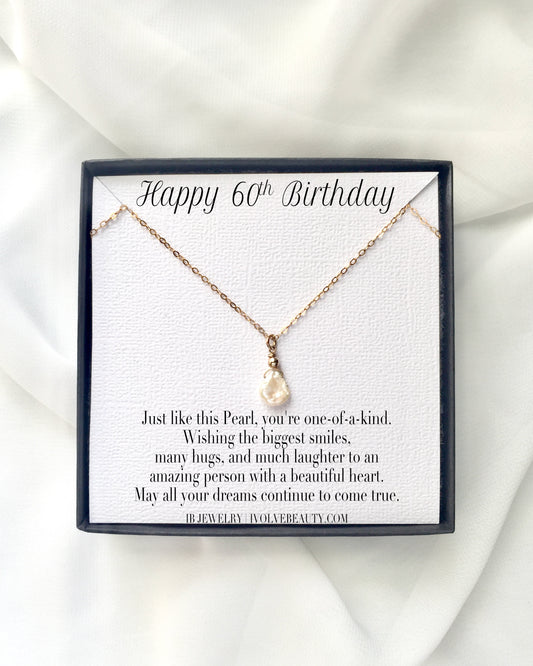 60th Birthday Necklace | 60th Birthday Jewelry For Mom | Delicate Pearl Necklace | IB Jewelry