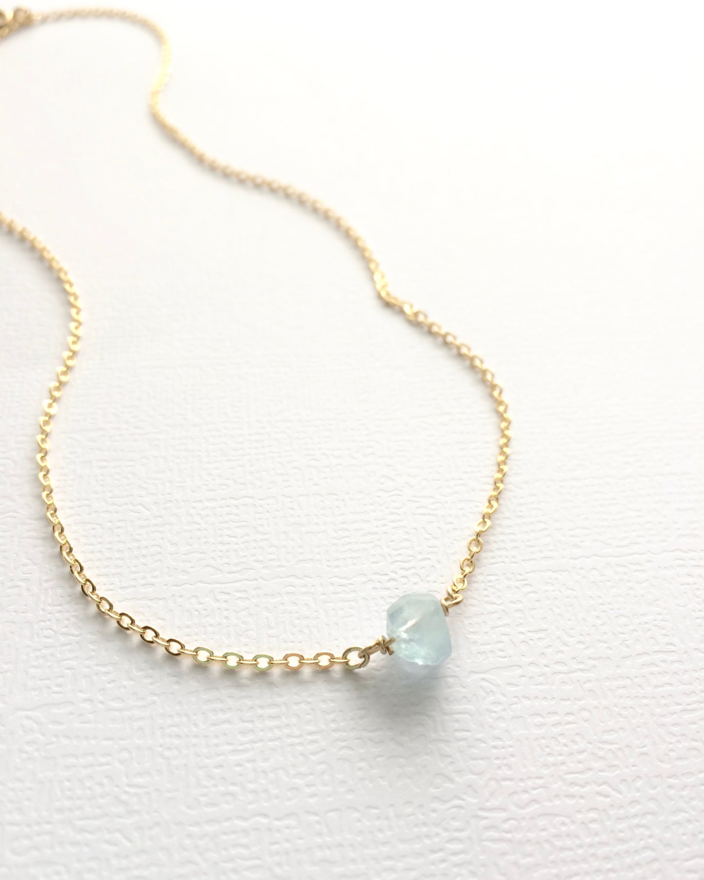 Dainty Aquamarine Minimalist Gemstone Necklace | IB Jewelry