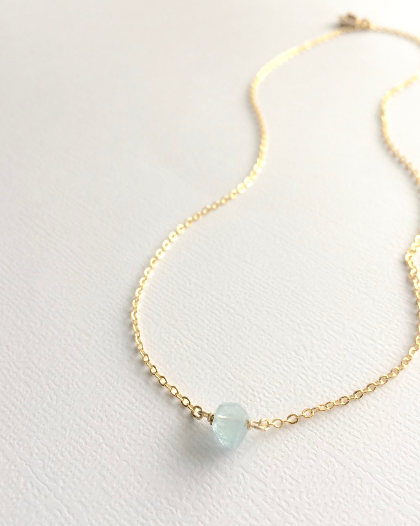 Dainty Aquamarine Minimalist Gemstone Necklace | IB Jewelry