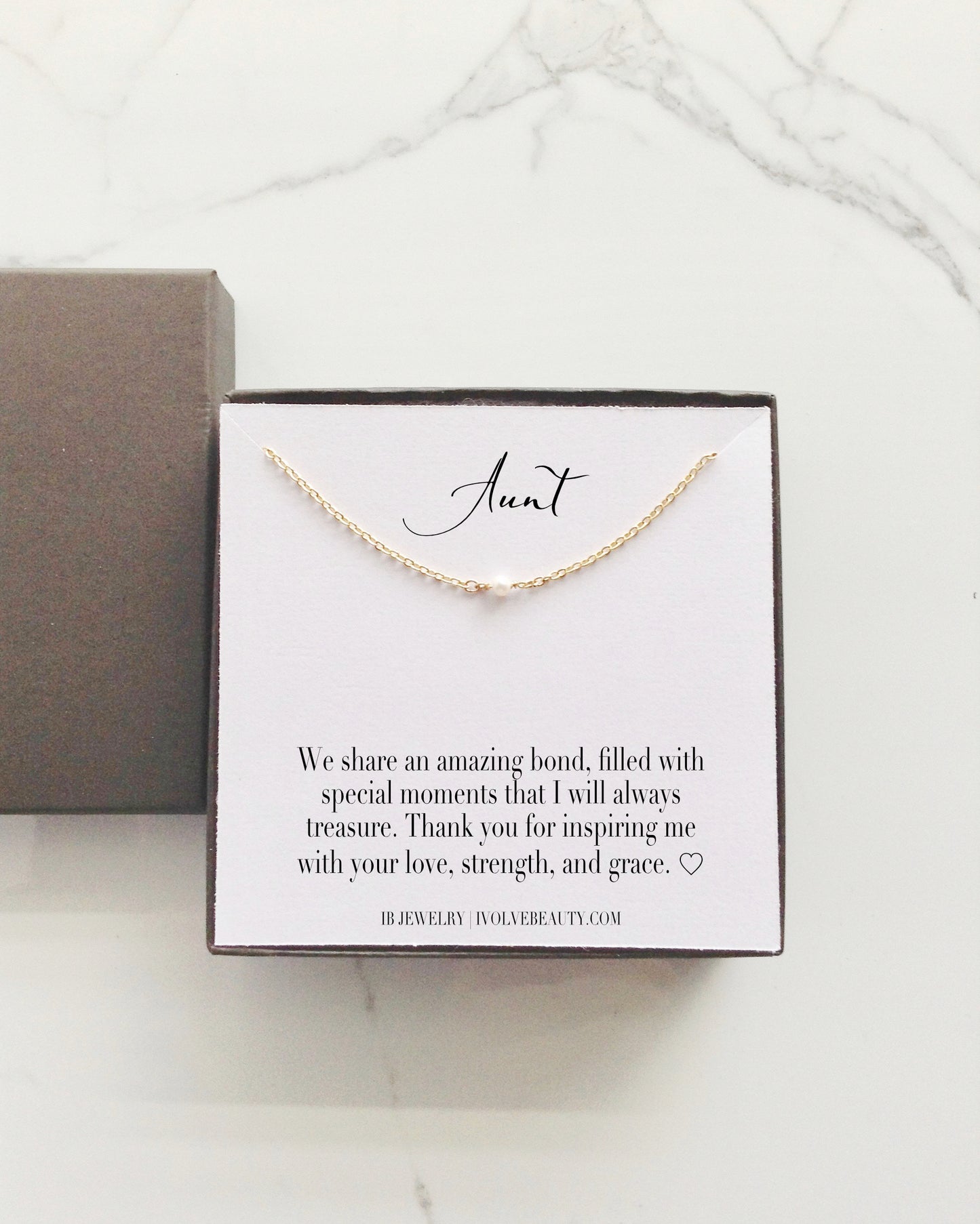Aunt Gift Tiny Single Pearl Necklace | Meaningful Necklace | IB Jewelry