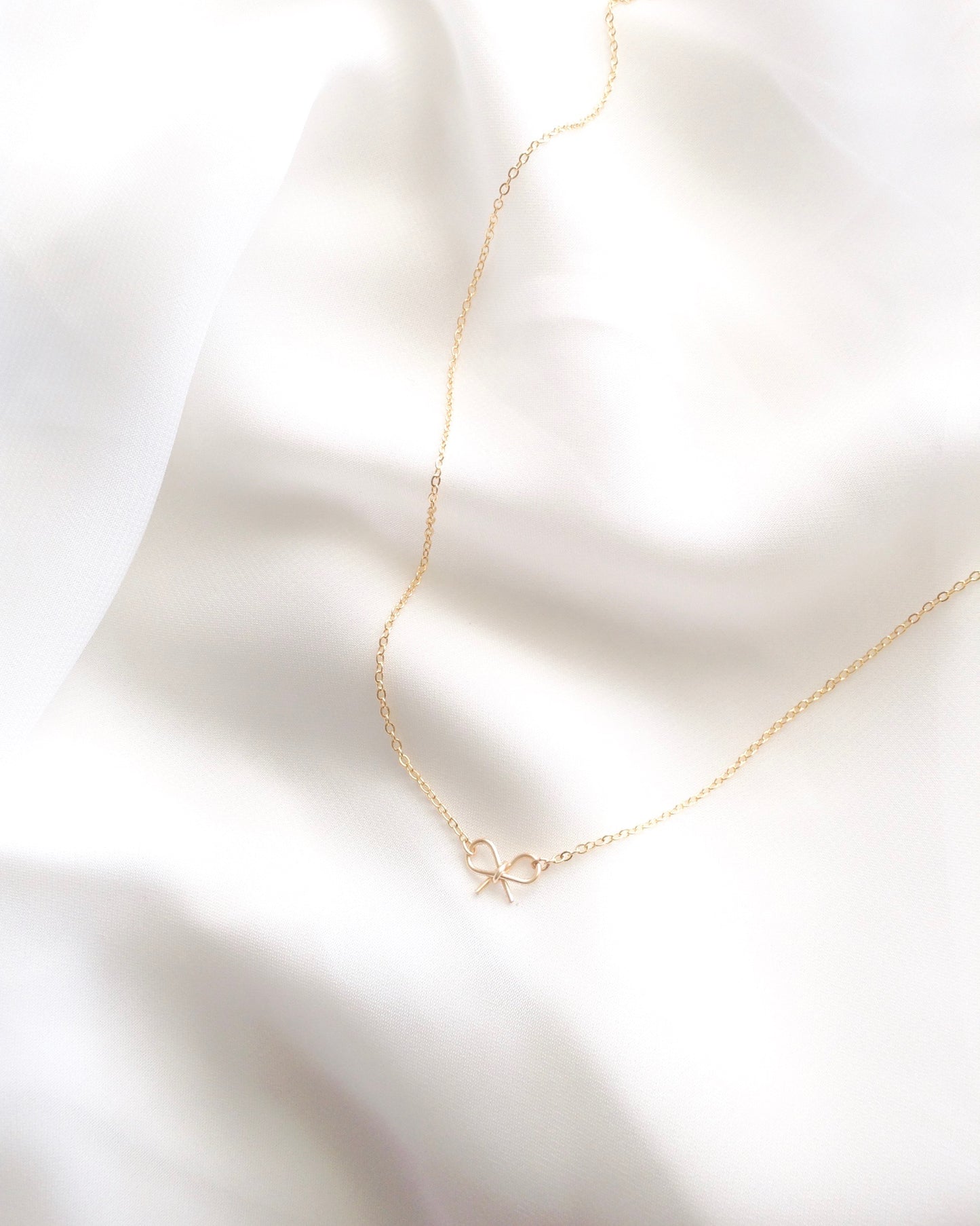 Simple Bow Necklace in Gold Filled or Sterling Silver | IB Jewelry