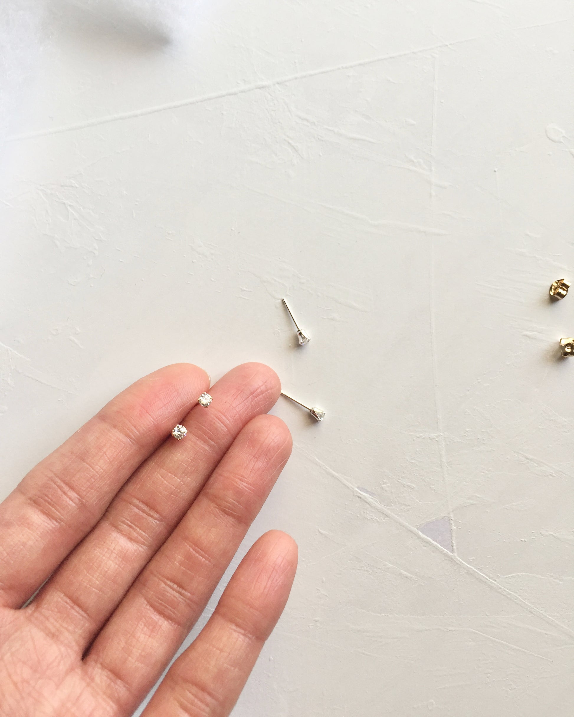 Tiny Cubic Zirconia Stud Earrings | Dainty Stud Earrings In Gold Filled or Sterling Silver | IB Jewelry