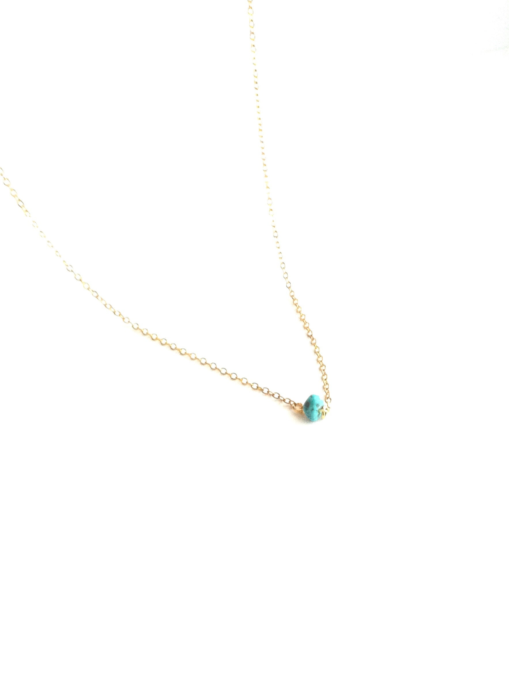 Tiny Dainty Turquoise Thin Chain Necklace | IB Jewelry