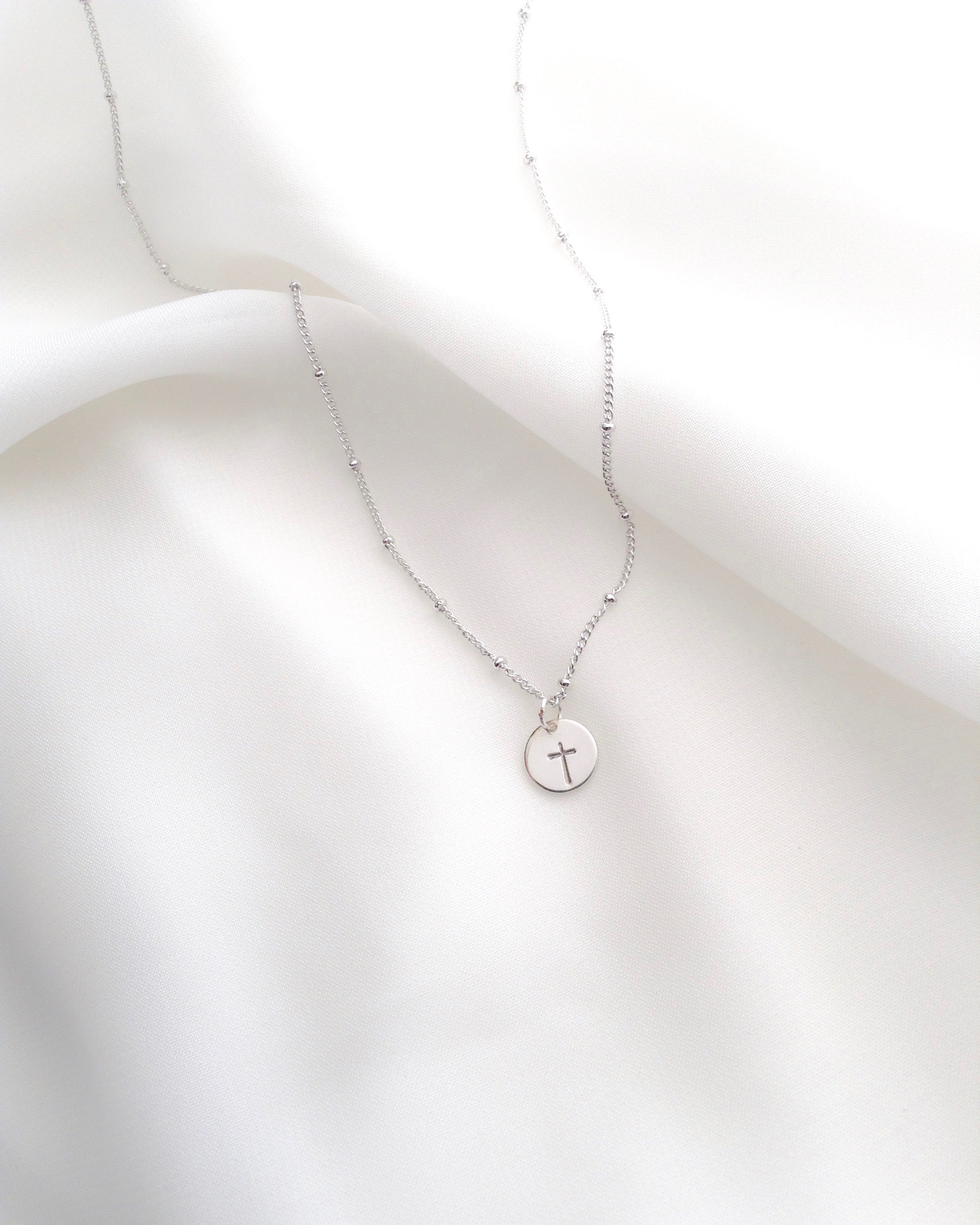 Dainty Cross Necklace in Sterling Silver or Gold Filled | IB Jewelry