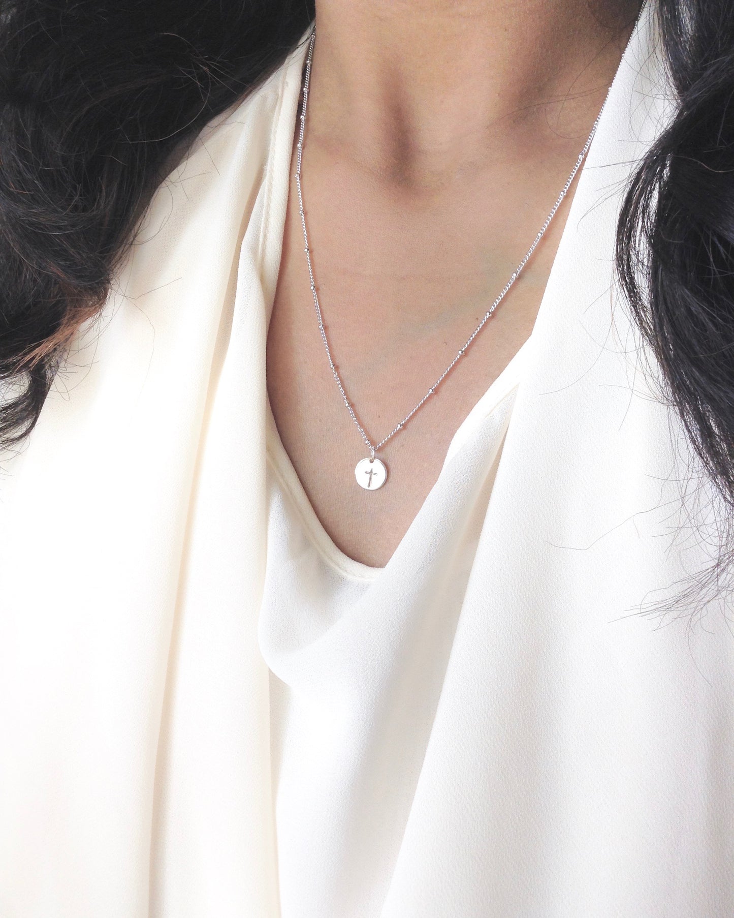 Tiny Cross Necklace in Sterling Silver or Gold Filled | IB Jewelry