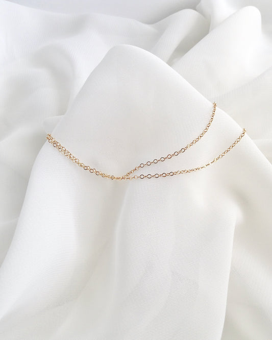 Double Chain Anklet | Simple Delicate Anklet in Gold Filled or Sterling Silver | IB Jewelry